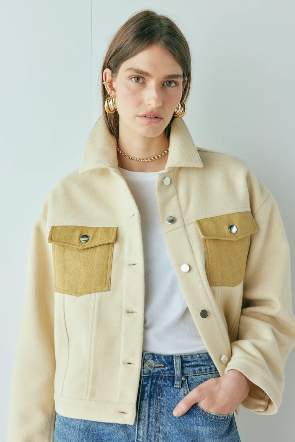 Elani Trucker Jacket Oat - Image 4