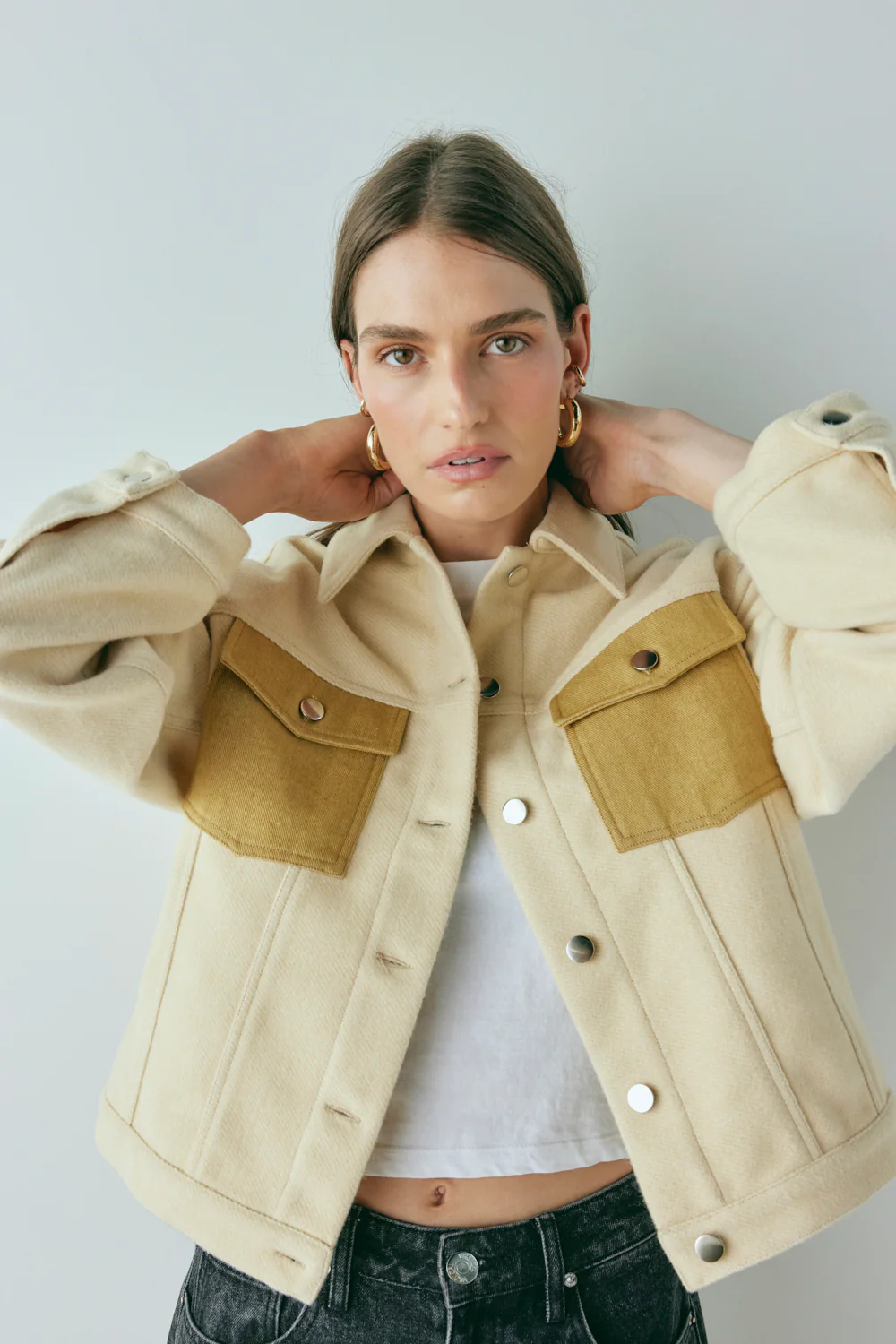 Elani Trucker Jacket Oat - Image 6
