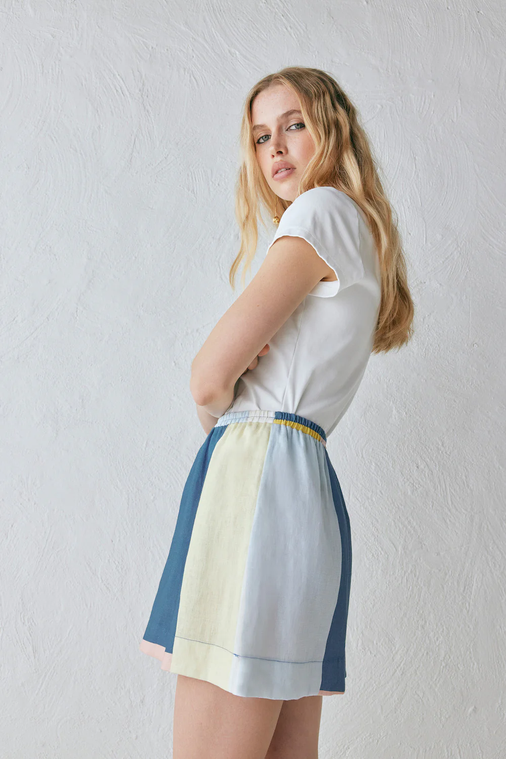 Elka Linen Mini Skirt Sia - Image 2