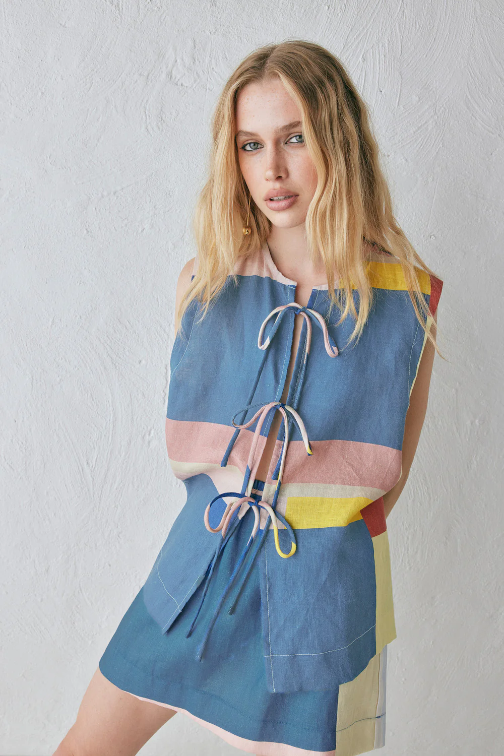 Elka Linen Mini Skirt Sia - Image 3