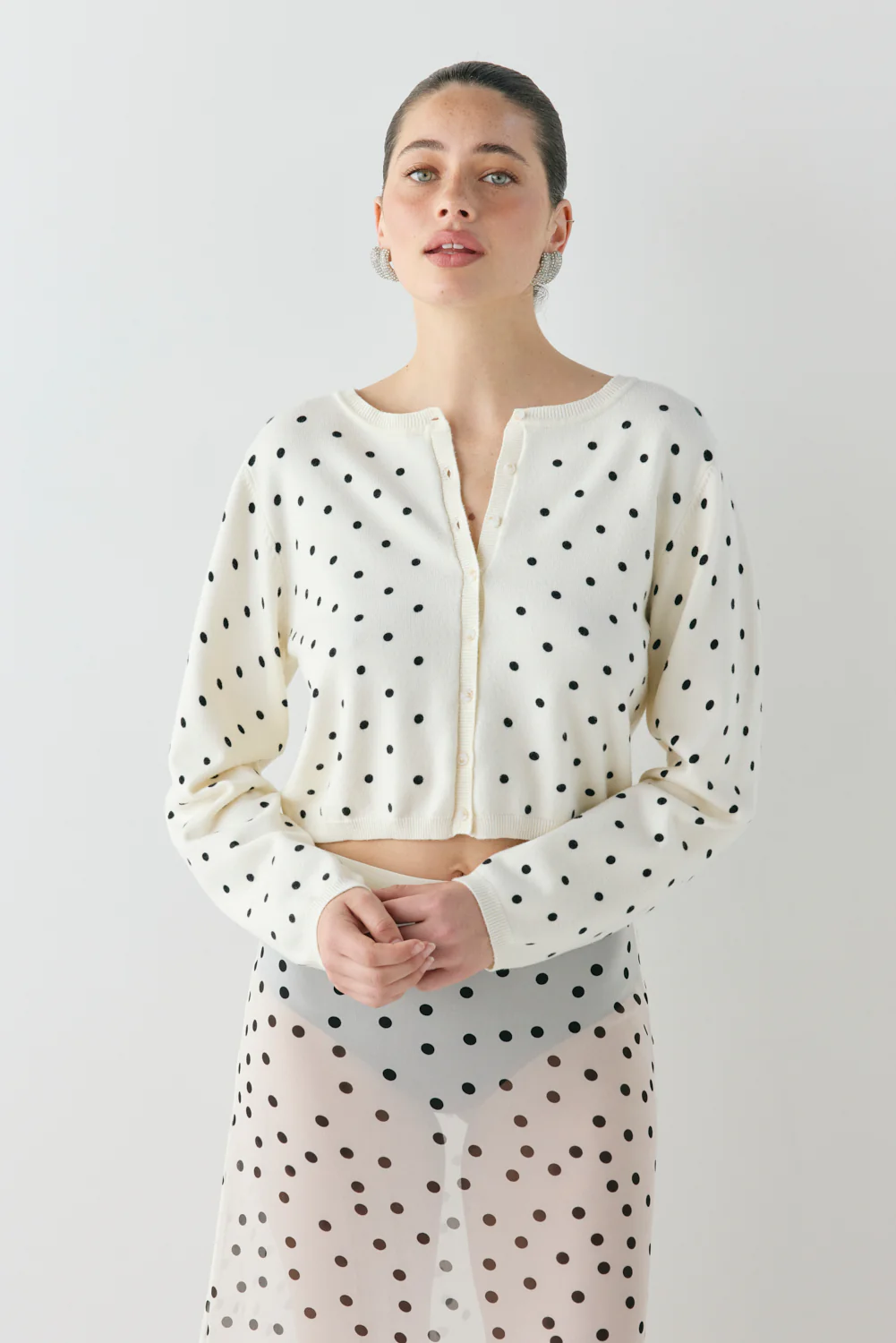 Ella Knit Cardigan Polka Dot