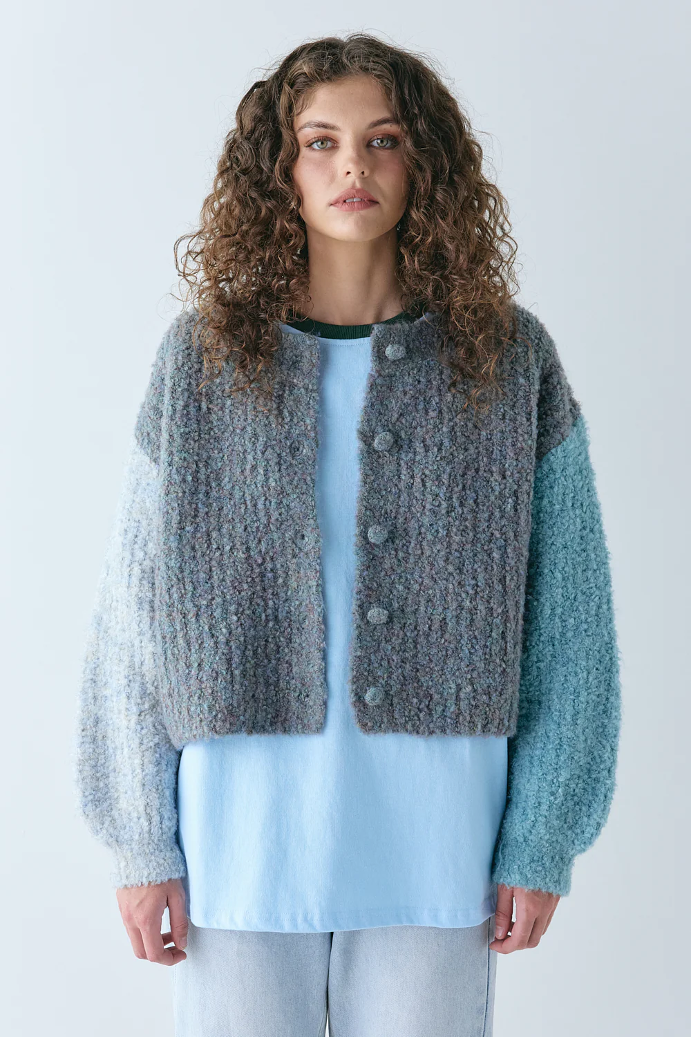 Elsie Knit Cardigan Blue Splice - Image 3