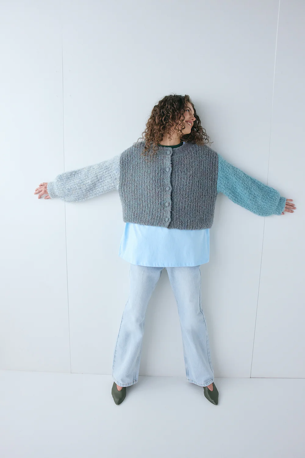 Elsie Knit Cardigan Blue Splice - Image 5