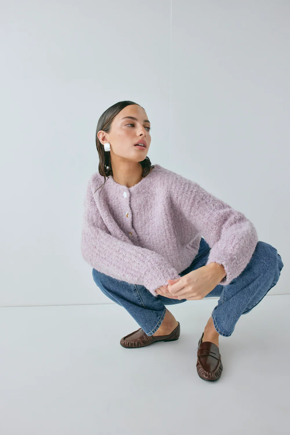 Elsie Knit Cardigan Lilac - Image 4