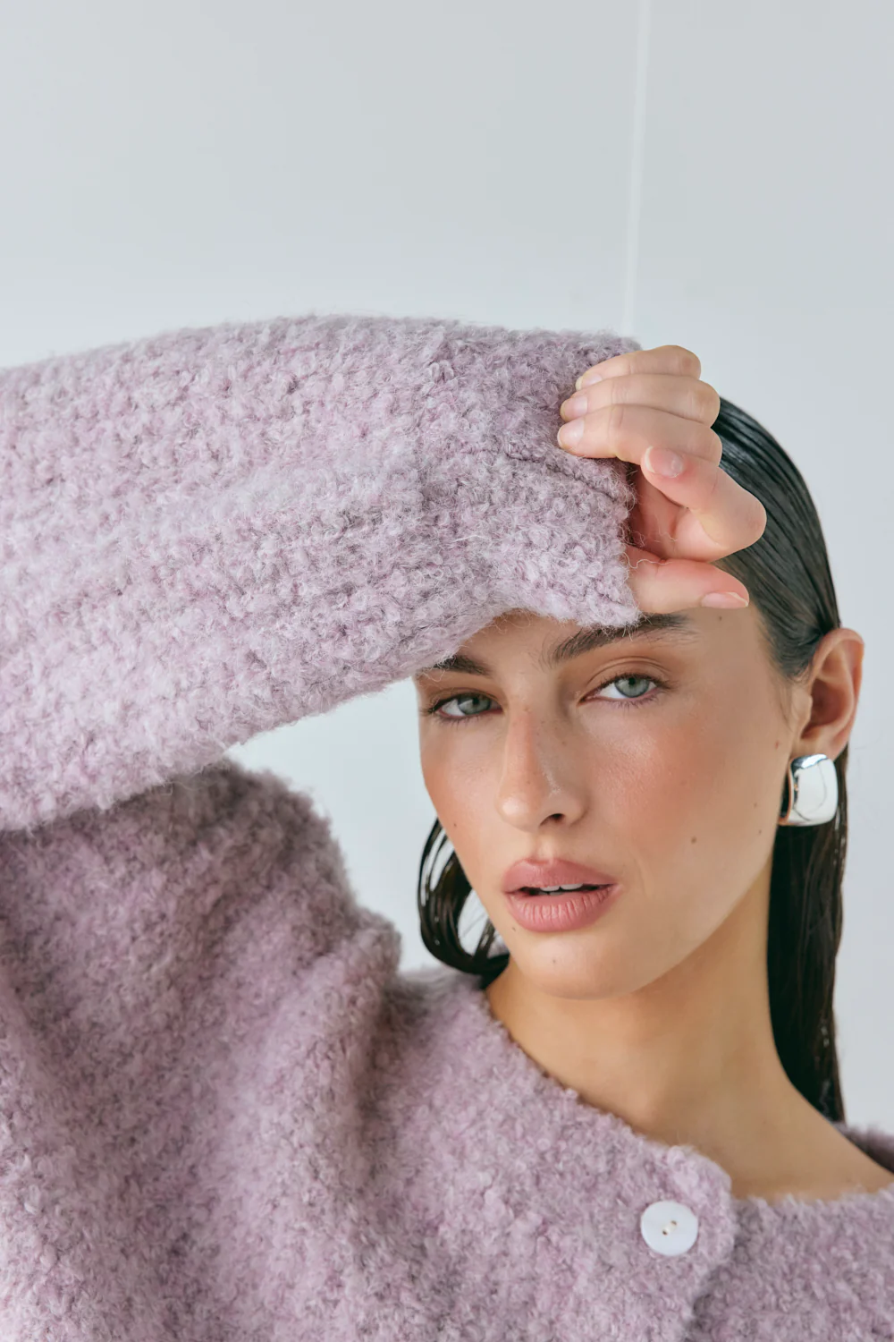 Elsie Knit Cardigan Lilac - Image 5