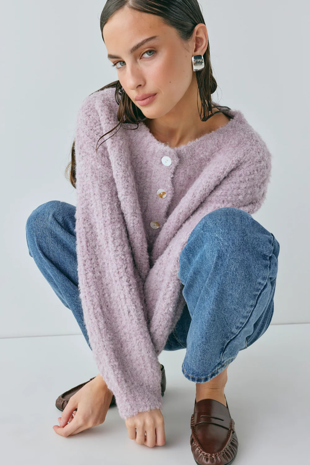 Elsie Knit Cardigan Lilac - Image 6