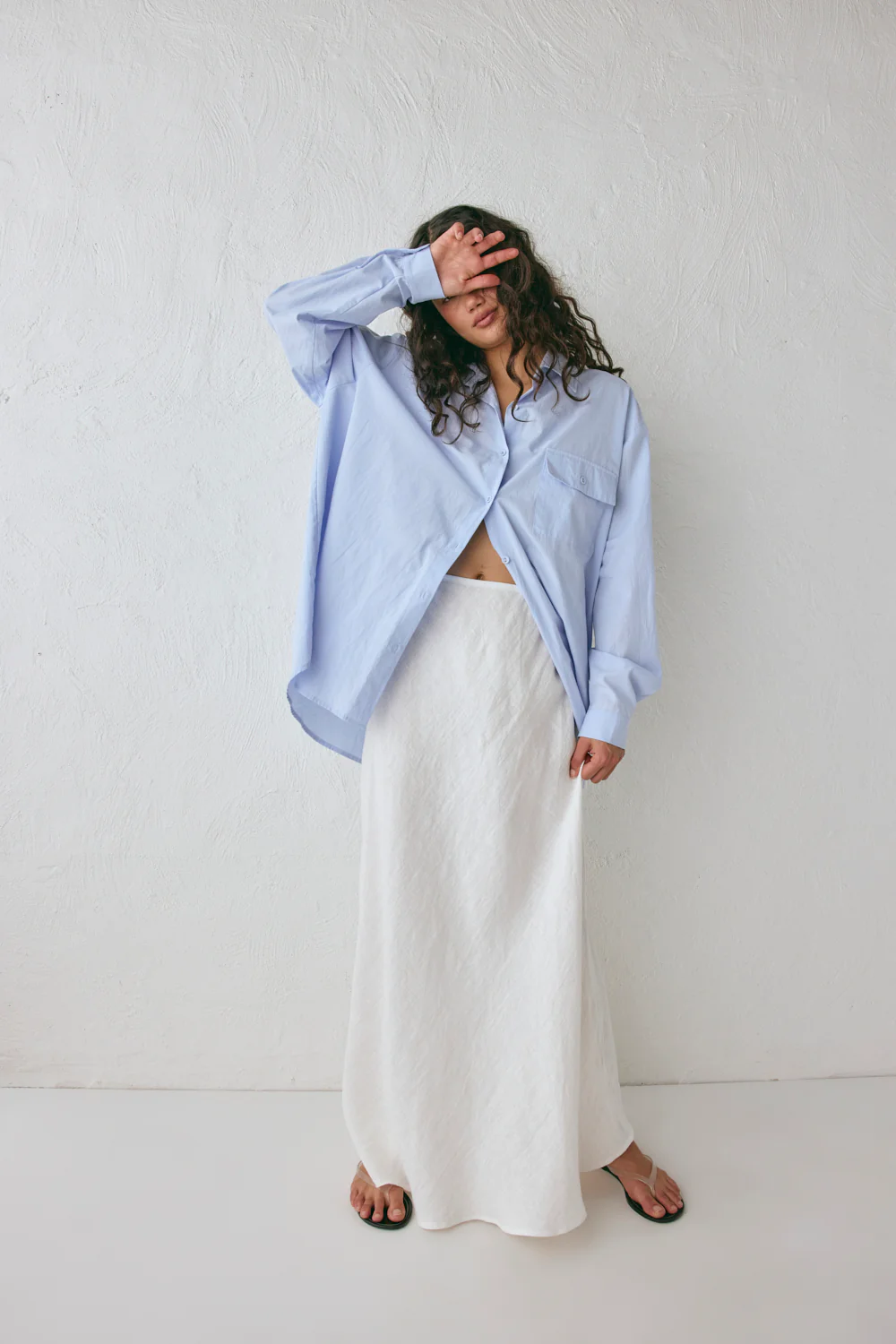 Ena Linen Bias Cut Maxi Skirt White - Image 6