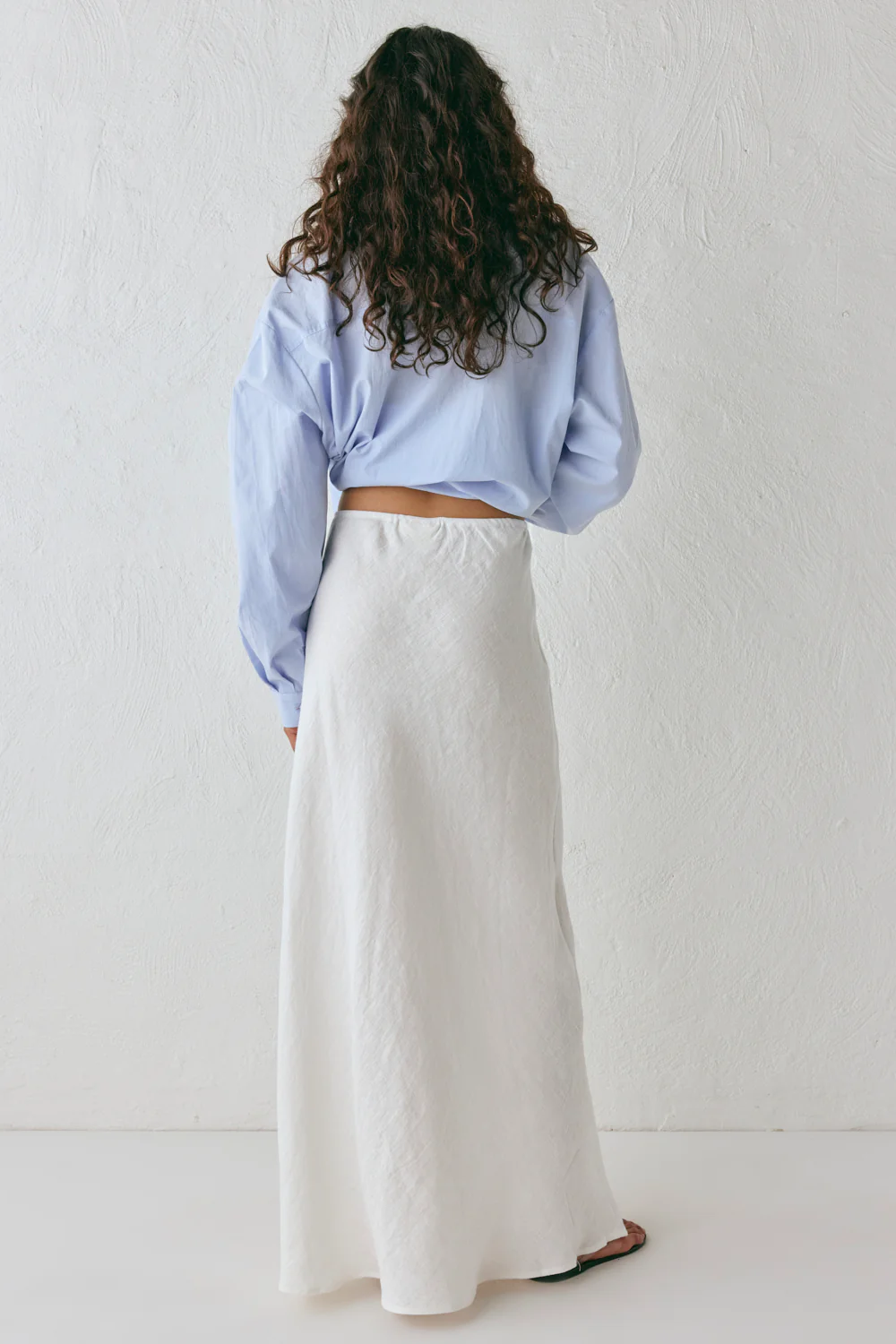 Ena Linen Bias Cut Maxi Skirt White - Image 8