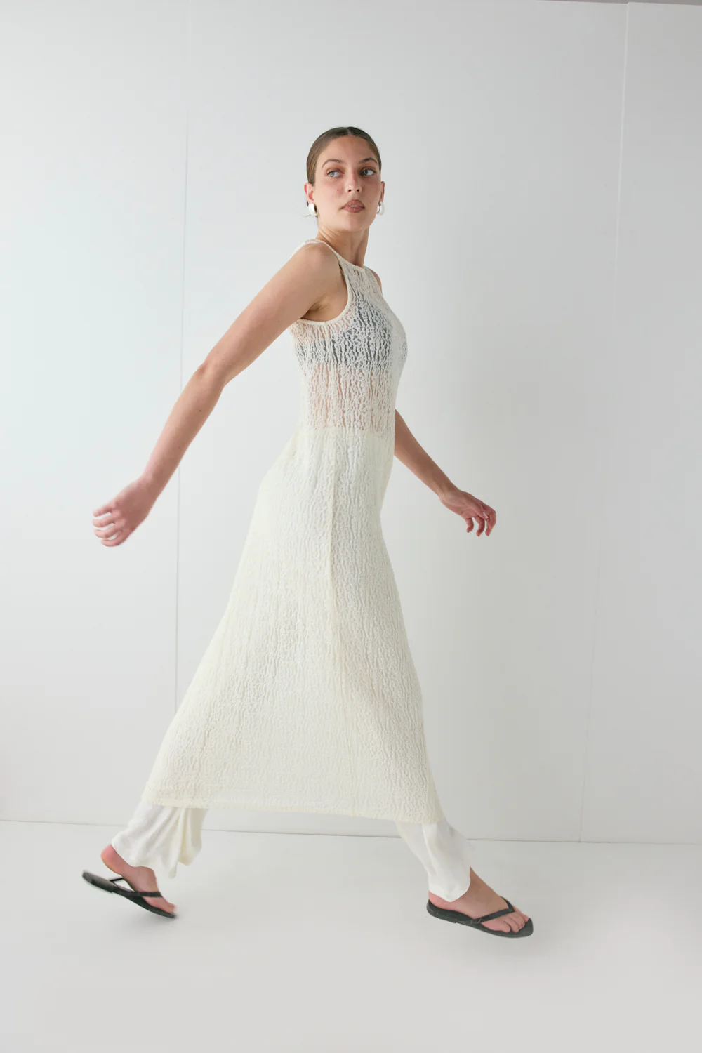 Estelle Lace Midi Dress Cream - Image 3