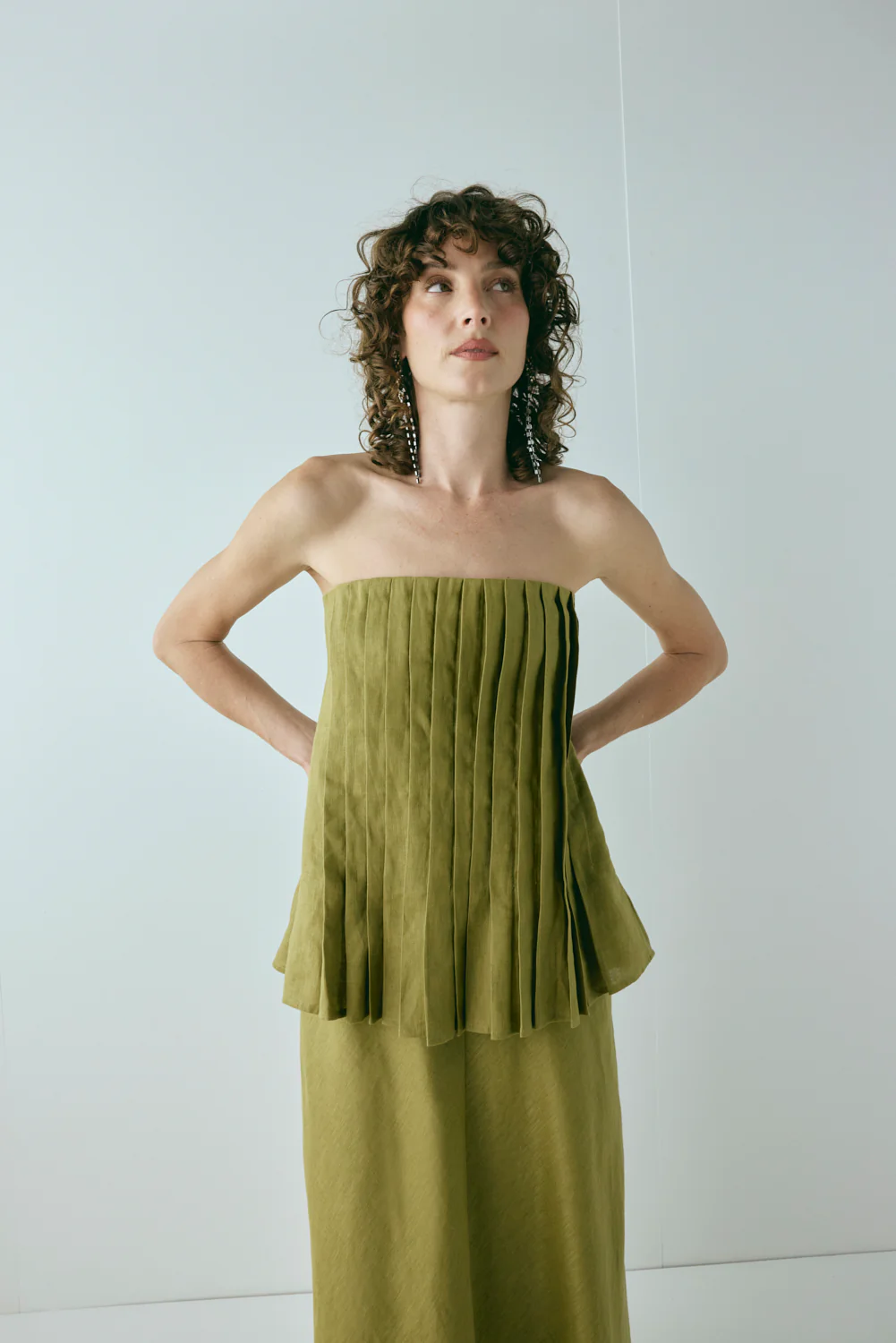 Ettie Linen Top Olive - Image 2