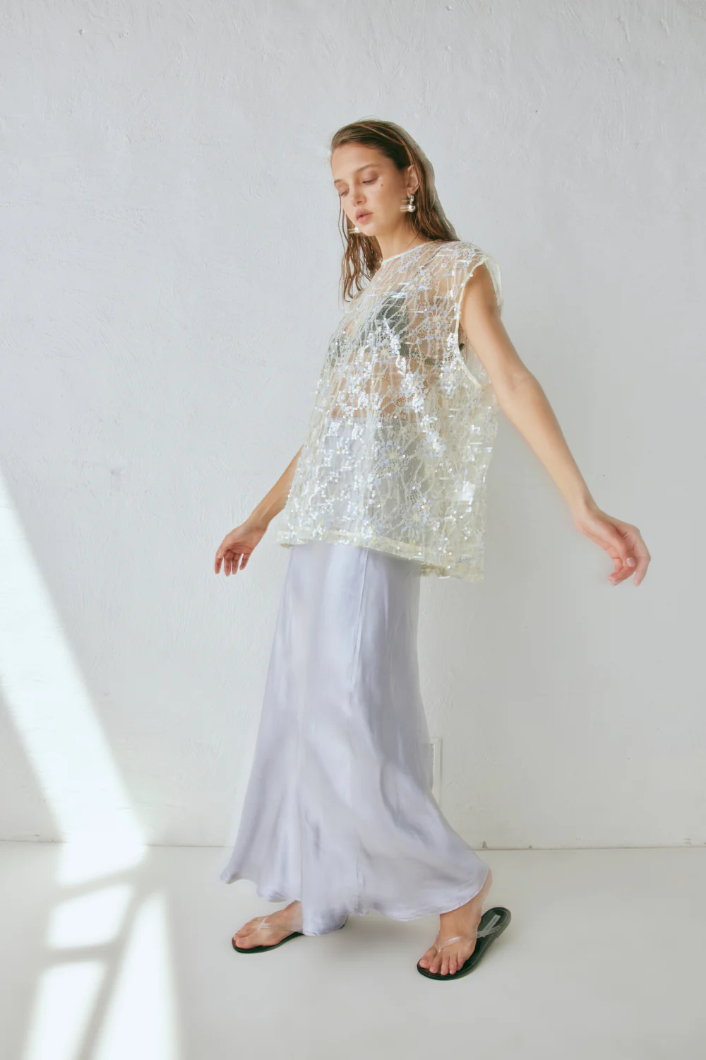 Florence Bias Cut Maxi Skirt Pearl - Image 2