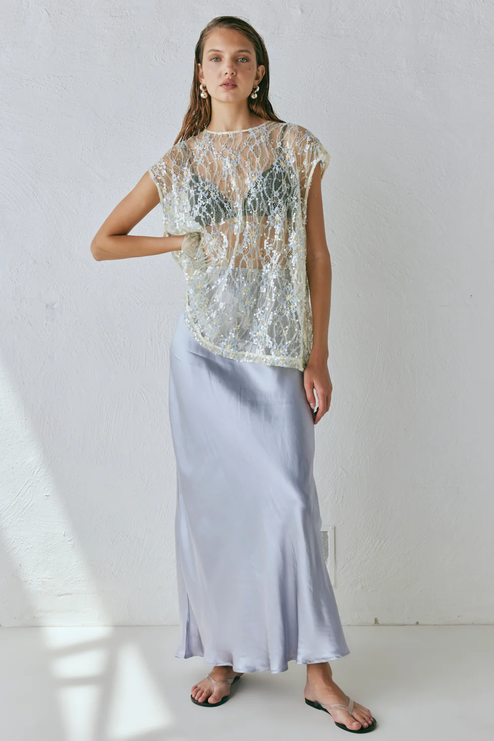 Florence Bias Cut Maxi Skirt Pearl - Image 3