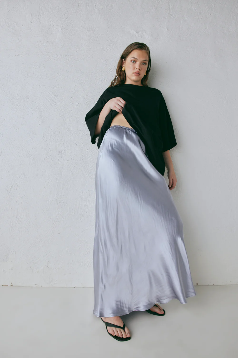 Florence Bias Cut Maxi Skirt Pearl - Image 4