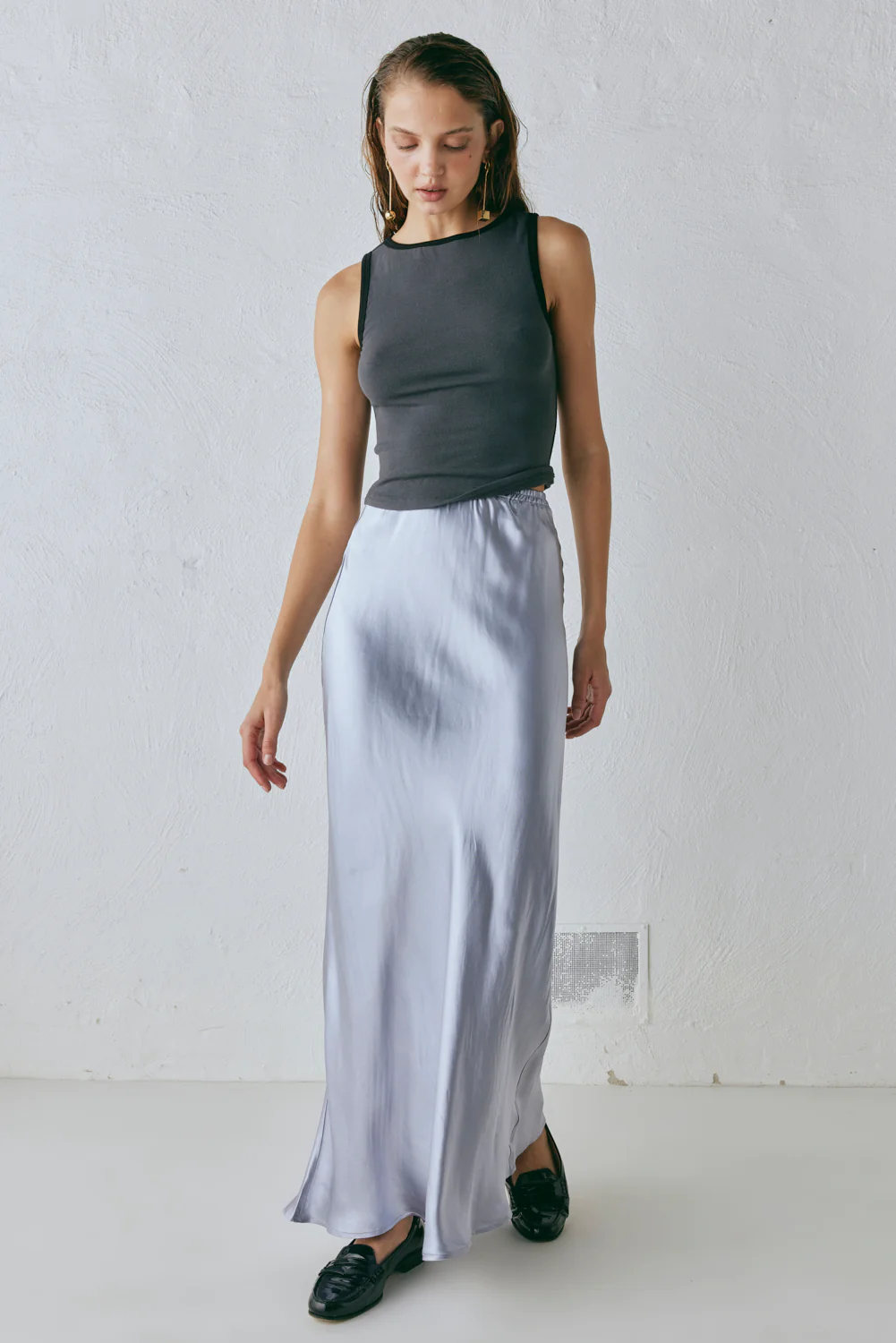 Florence Bias Cut Maxi Skirt Pearl - Image 6