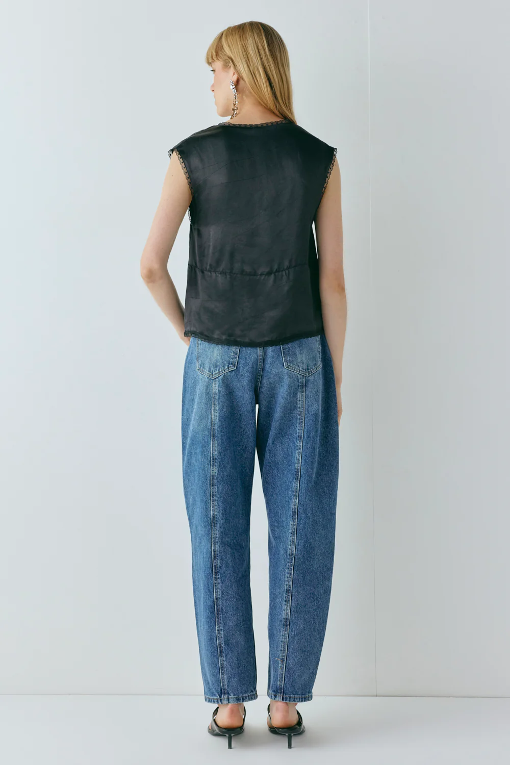 Flores Satin Top Black - Image 8