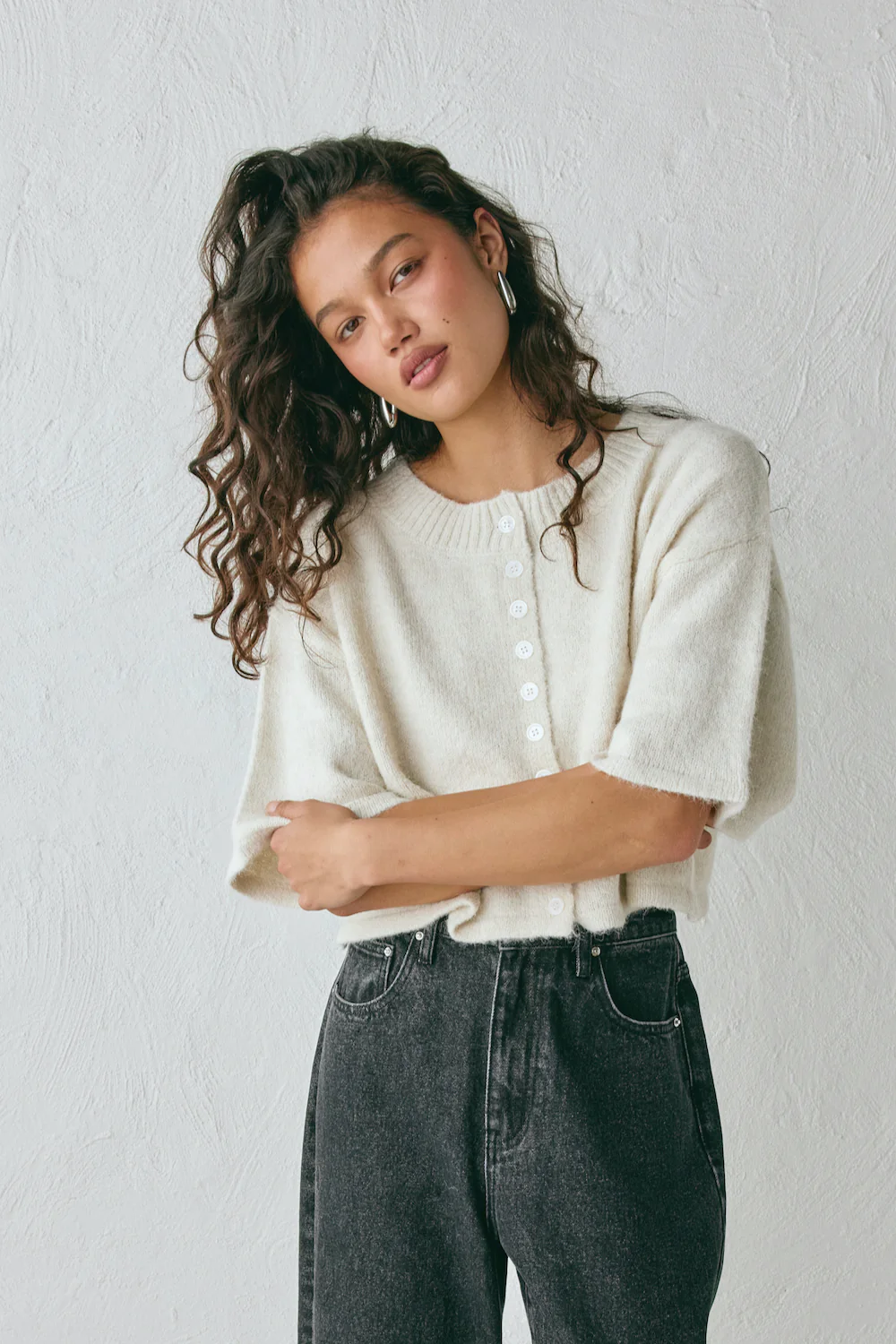 Hailey Knit Cardigan Oyster - Image 2