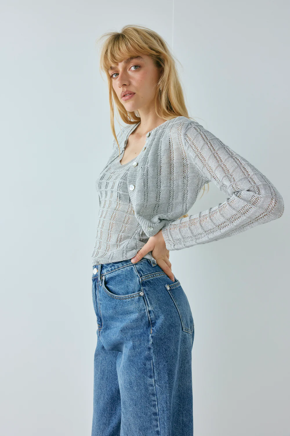 Harley Knit Cardigan Silver - Image 5