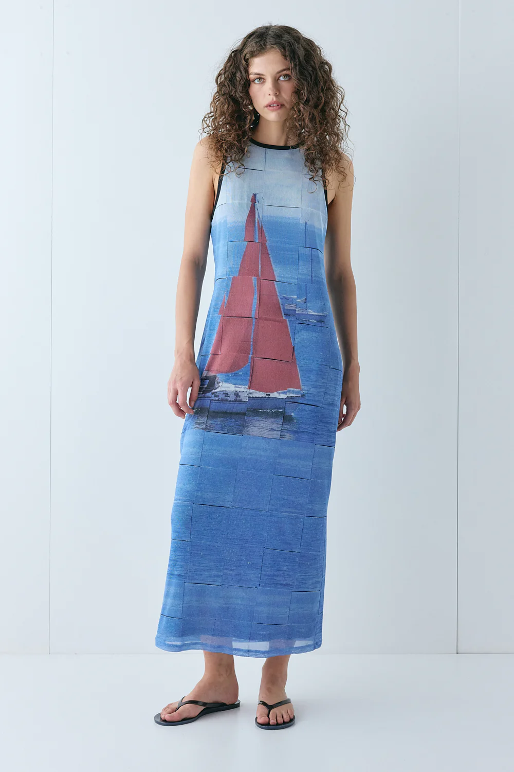 Harriet Mesh Midi Dress Sail - Image 2