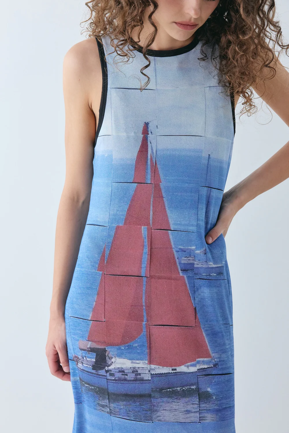 Harriet Mesh Midi Dress Sail - Image 3