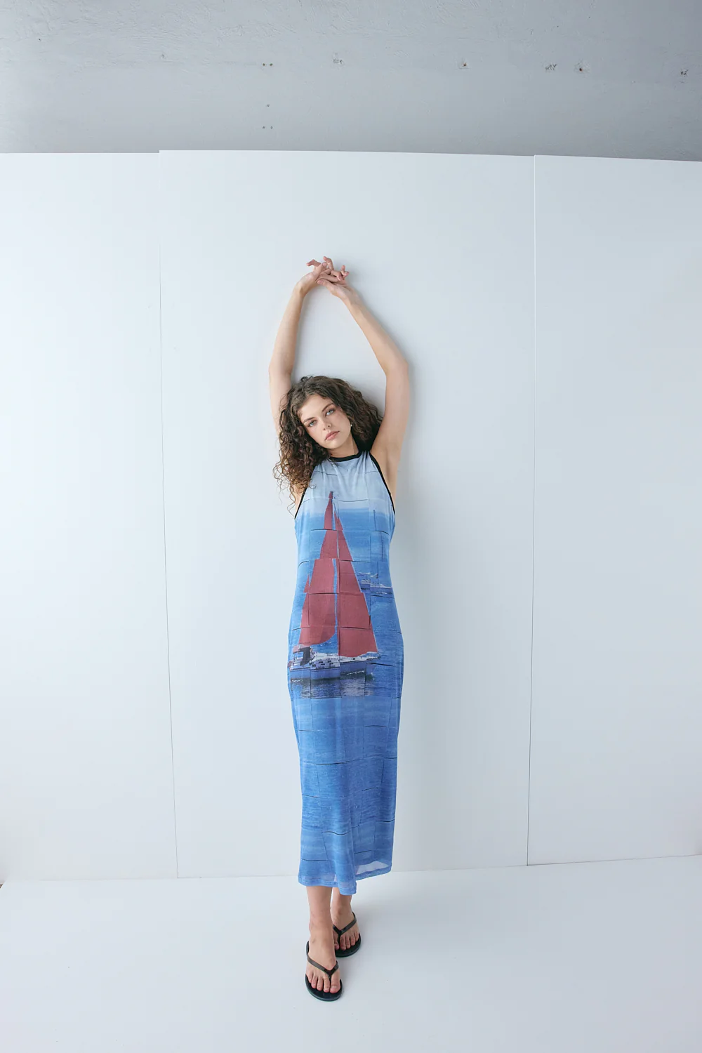 Harriet Mesh Midi Dress Sail - Image 6