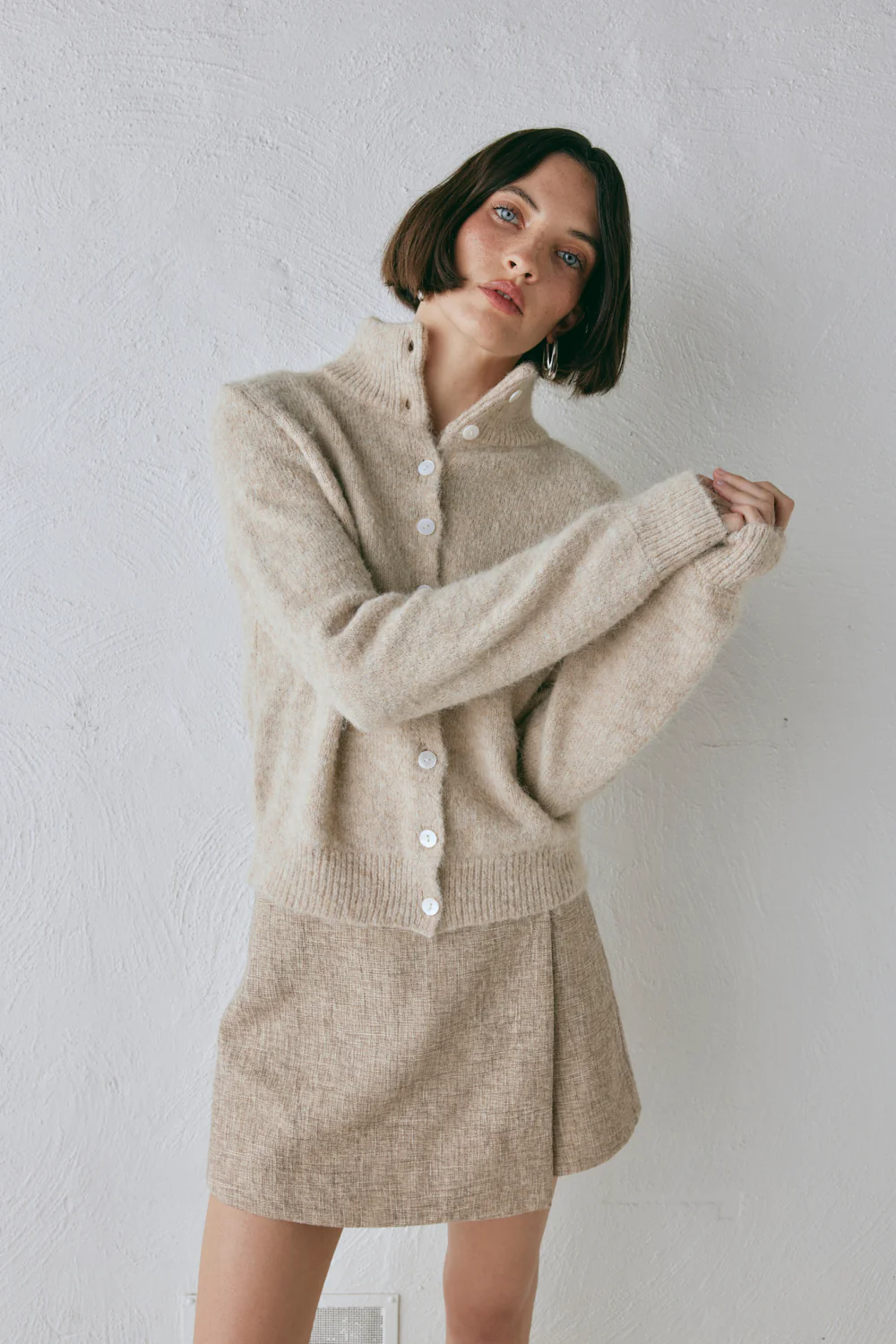 Henley Knit Cardigan Marle - Image 4