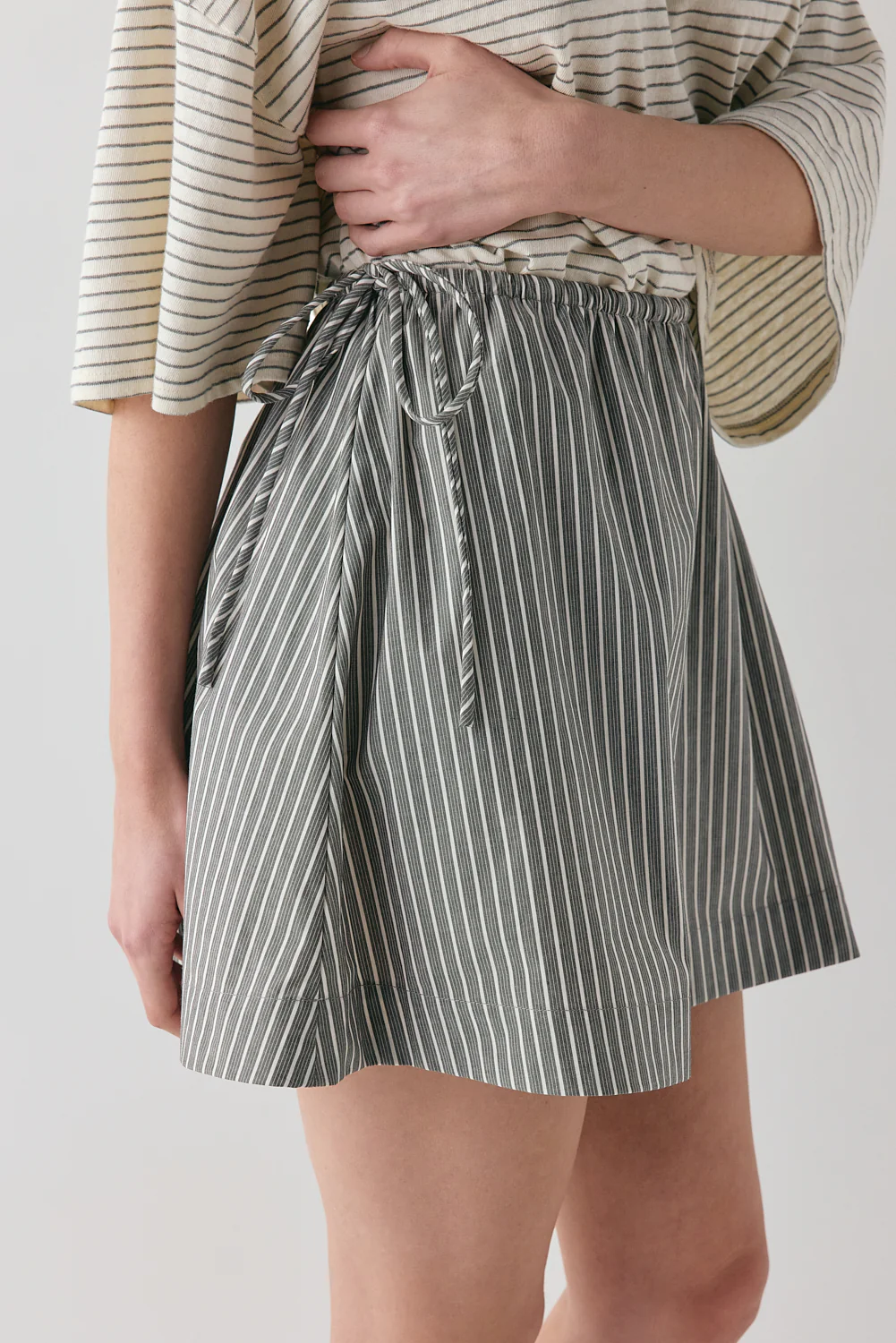 Hope Mini Skirt Charcoal Stripe - Image 2