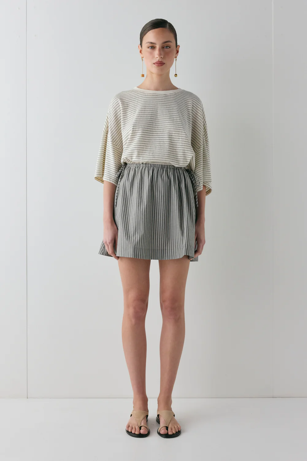 Hope Mini Skirt Charcoal Stripe - Image 4
