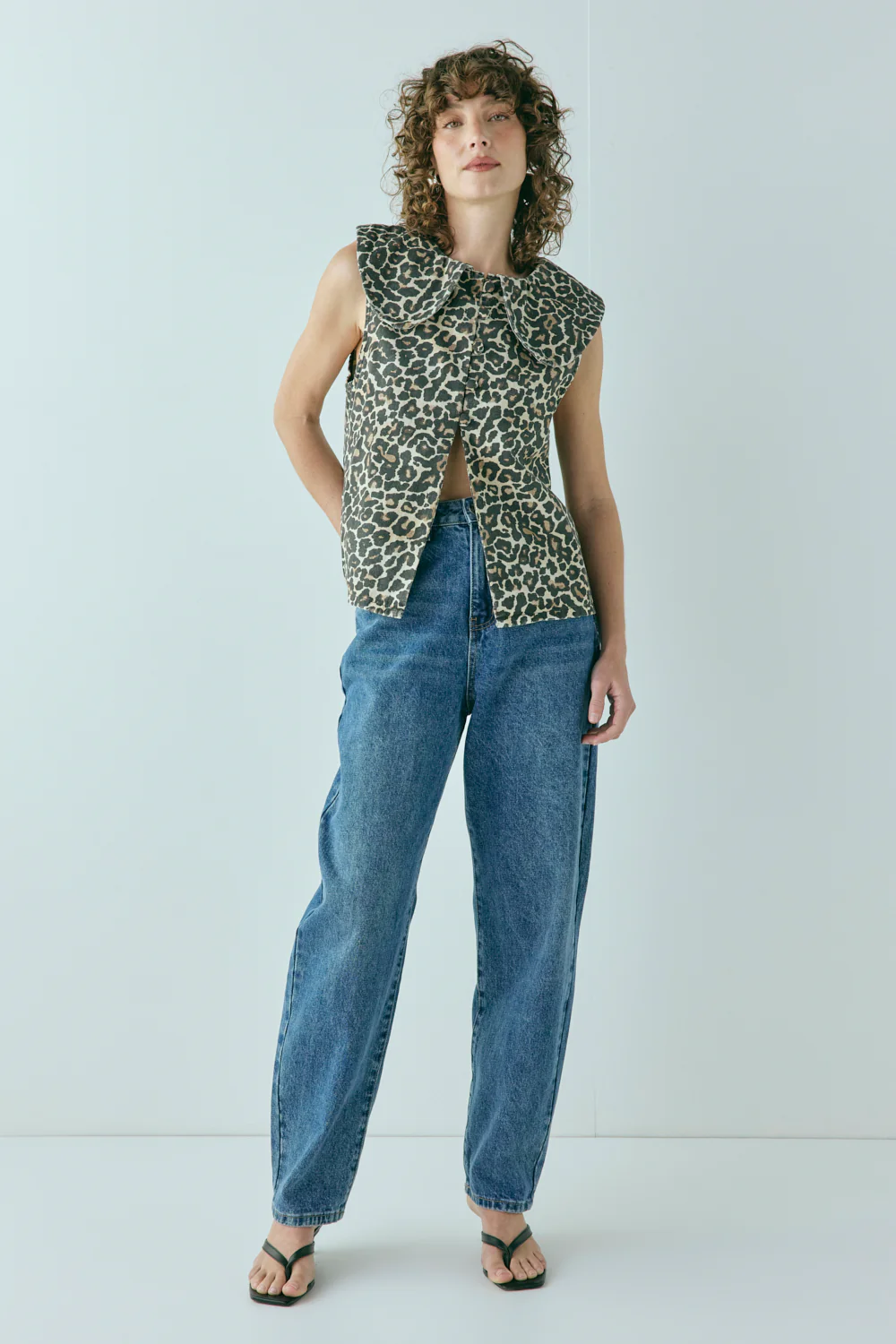 Iman Denim Top Leopard - Image 4