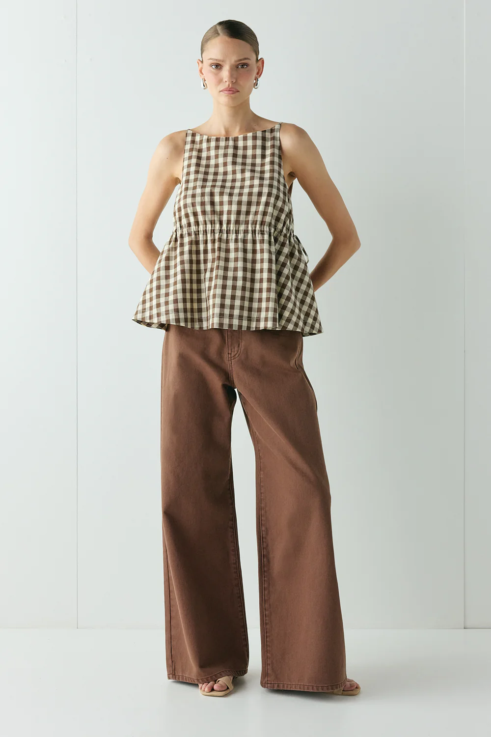 Indi Top Brown Check - Image 3