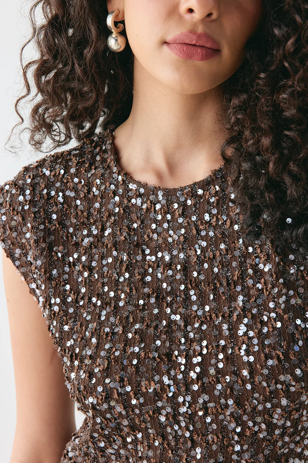 Ivanna Sequin Mini Dress Chocolate - Image 2