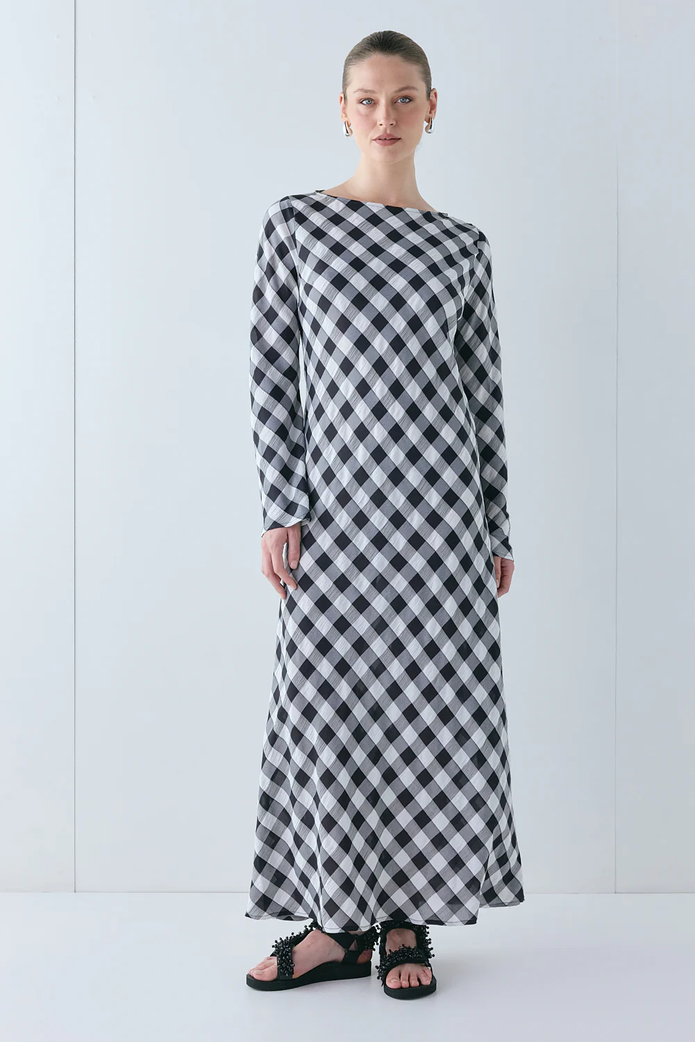Jean Maxi Dress Black Check - Image 2