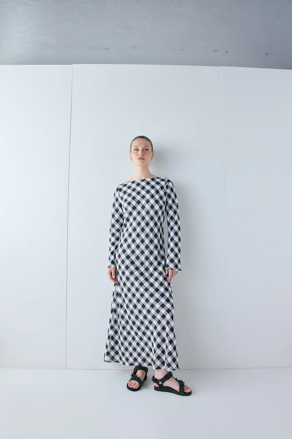 Jean Maxi Dress Black Check - Image 4