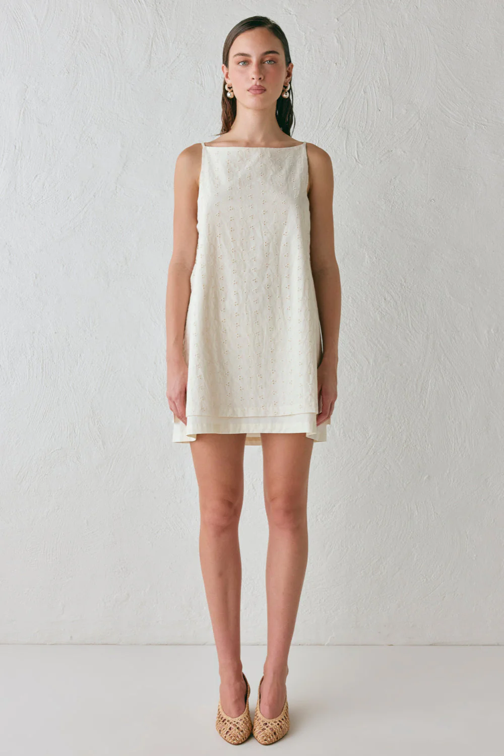 Jelena Anglaise Mini Dress Cream - Image 5