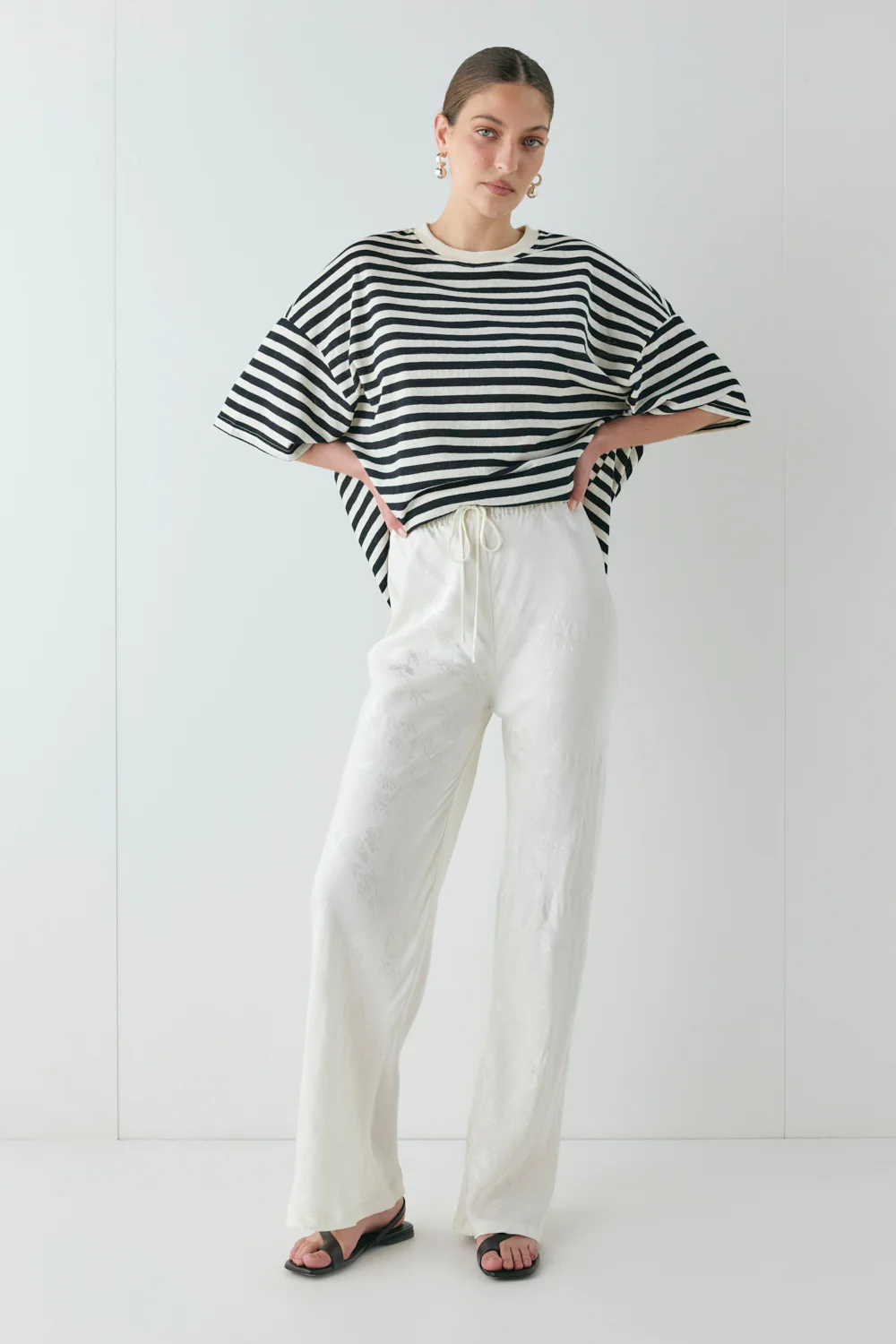 Josefin Jacquard Pants Cream