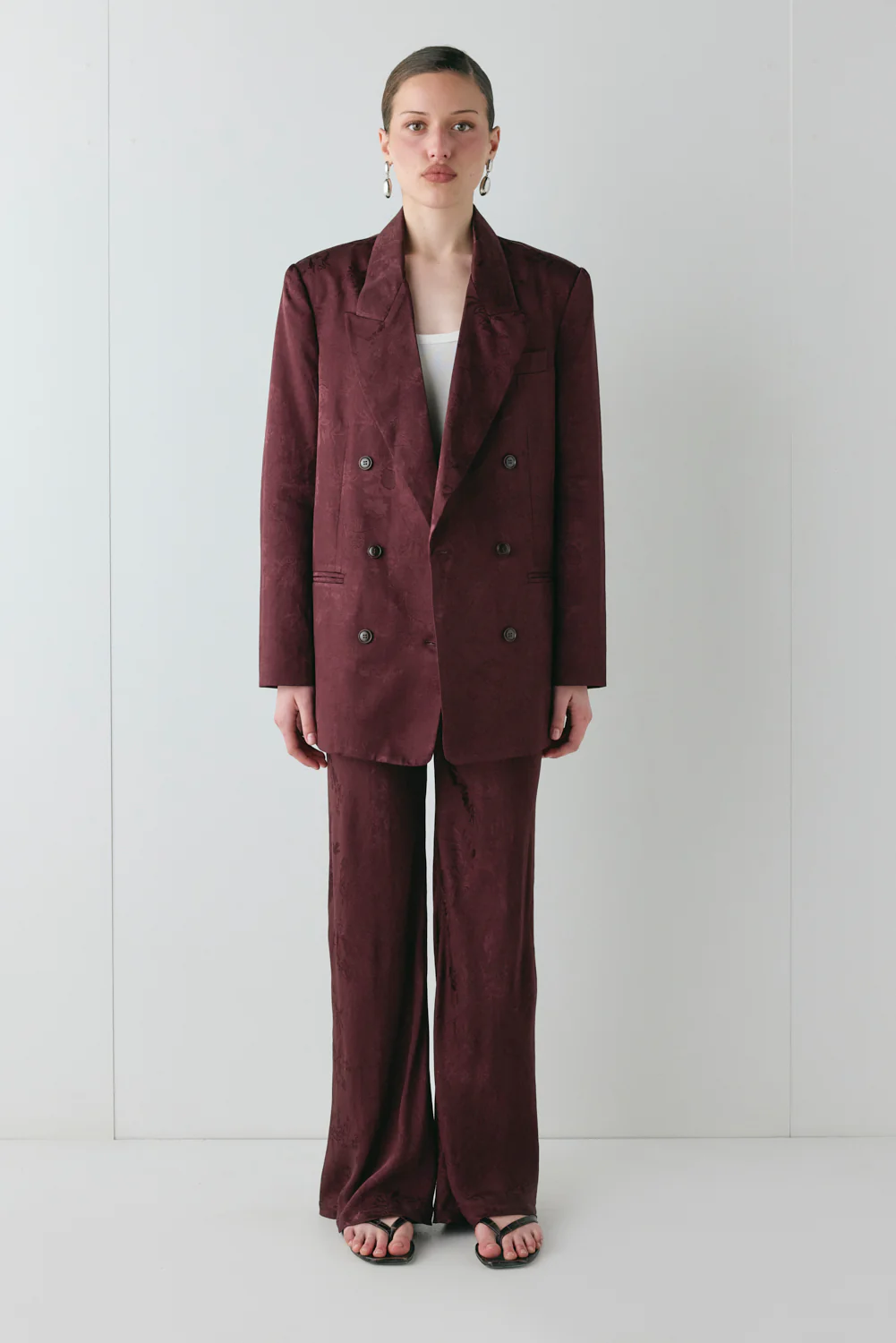 Josefin Jacquard Pants Wine - Image 3