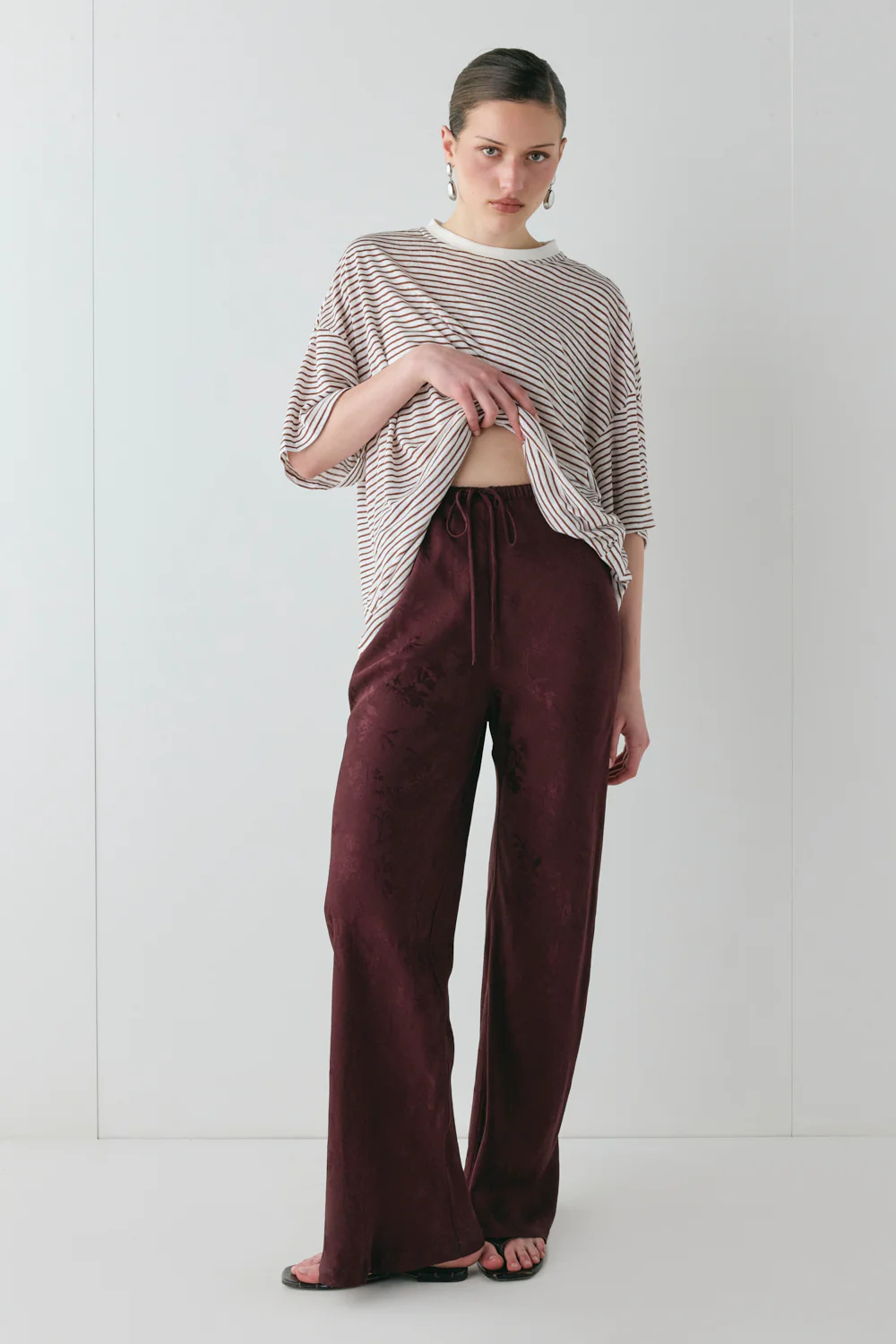 Josefin Jacquard Pants Wine - Image 5