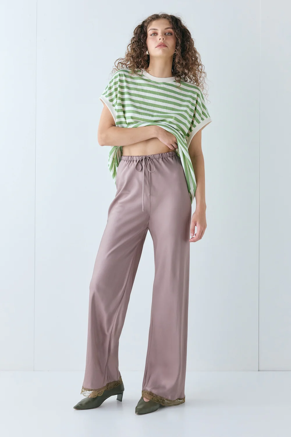 Josefin Satin Pants Mushroom