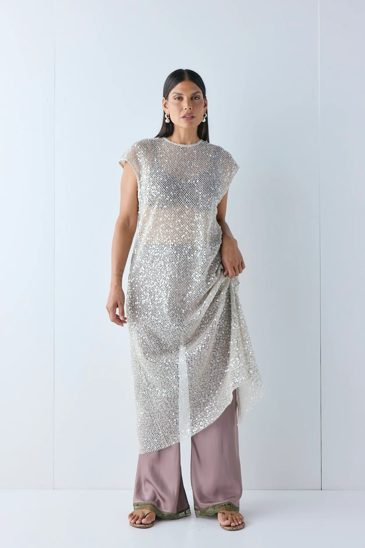 Josefin Satin Pants Mushroom - Image 2