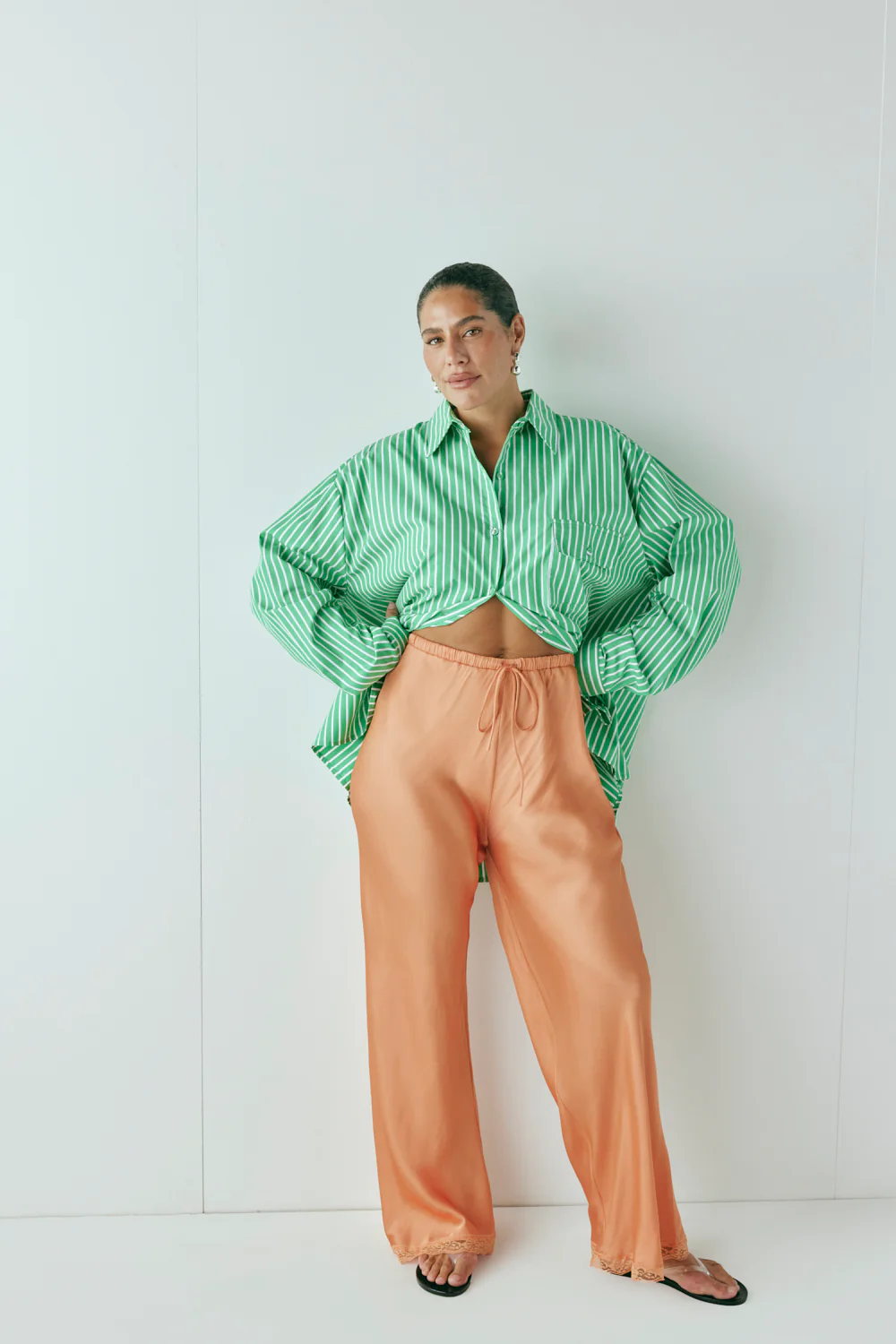 Josefin Satin Pants Peach - Image 2