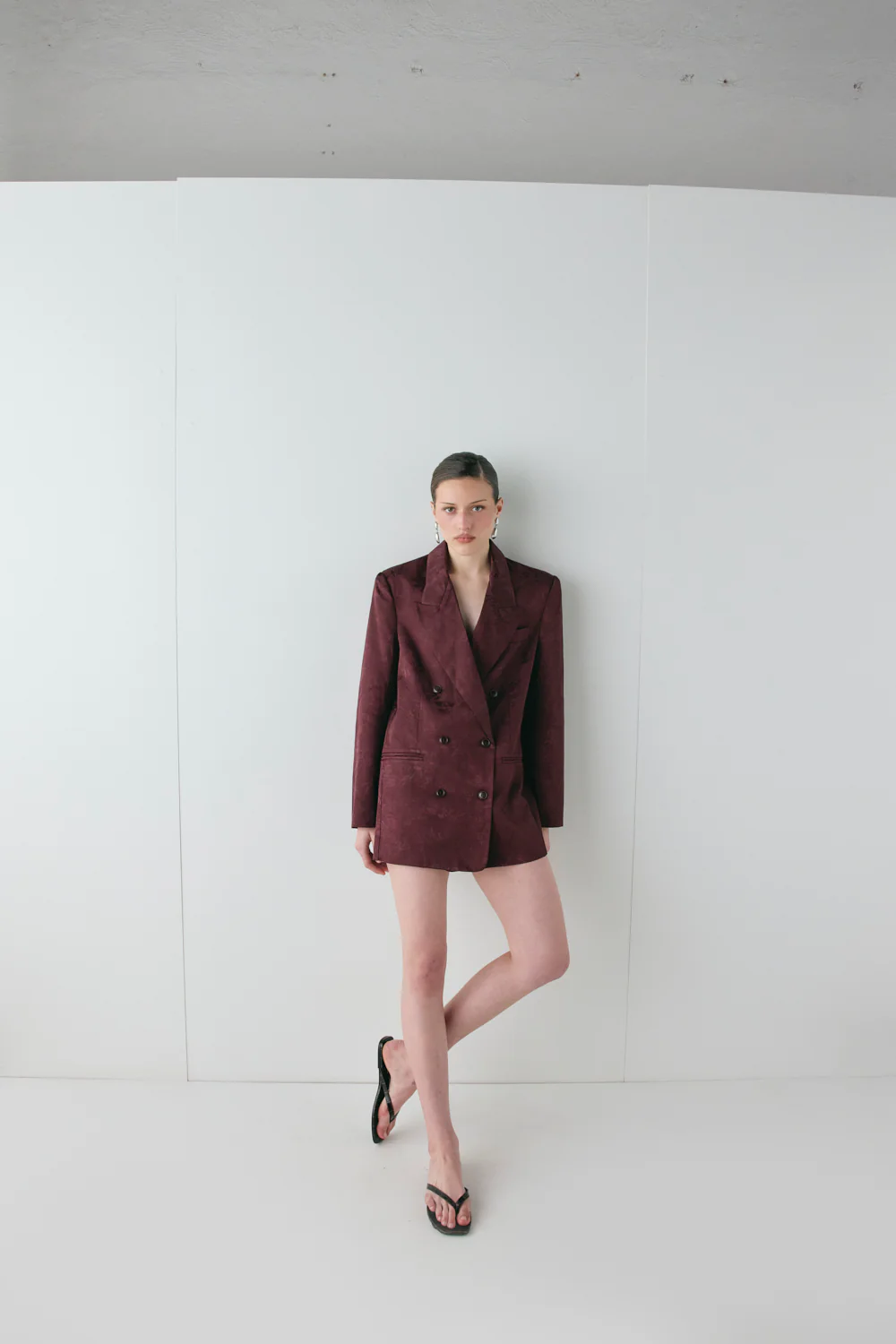 Kyra Jacquard Blazer Wine - Image 4