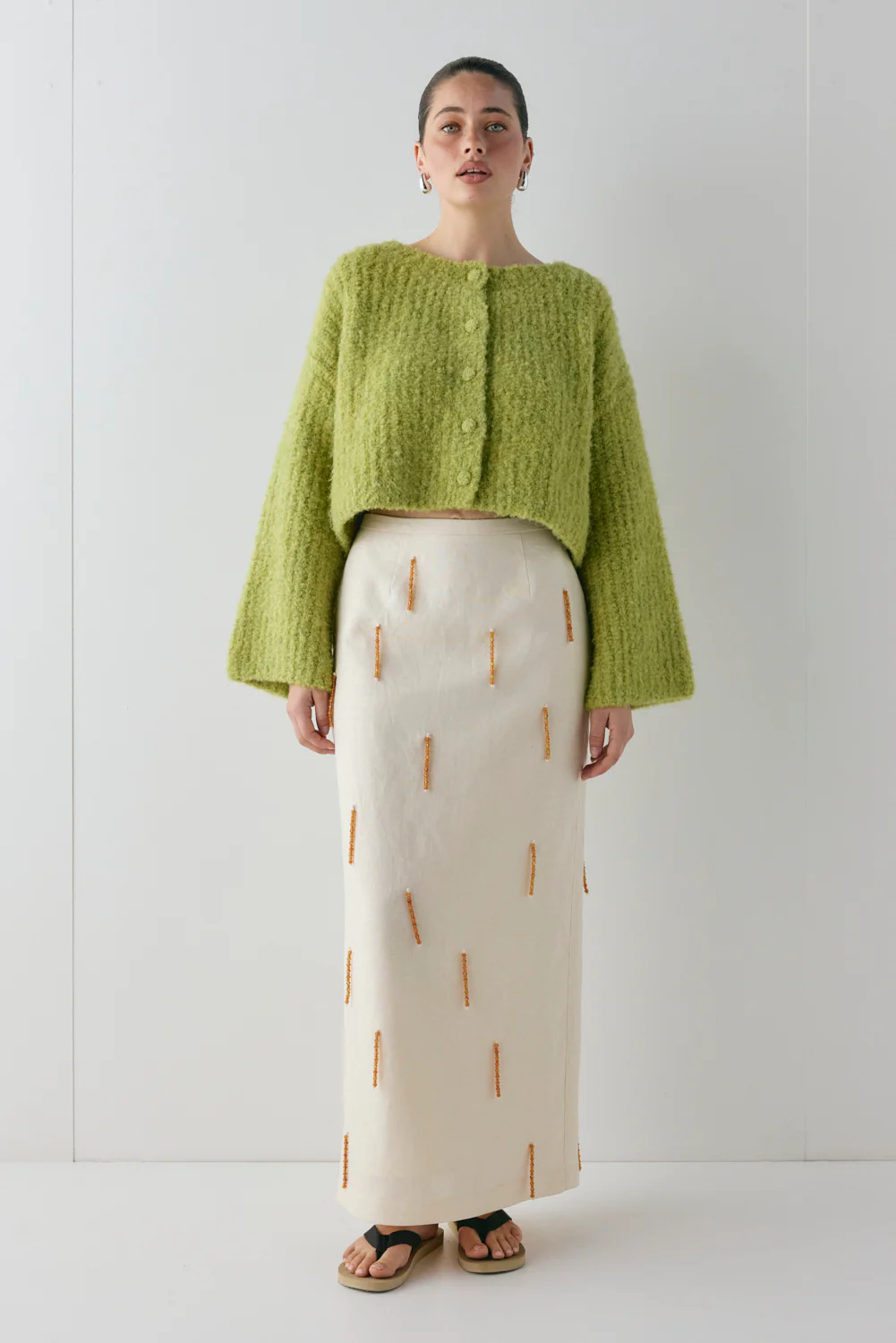 Lacy Knit Cardigan Lime