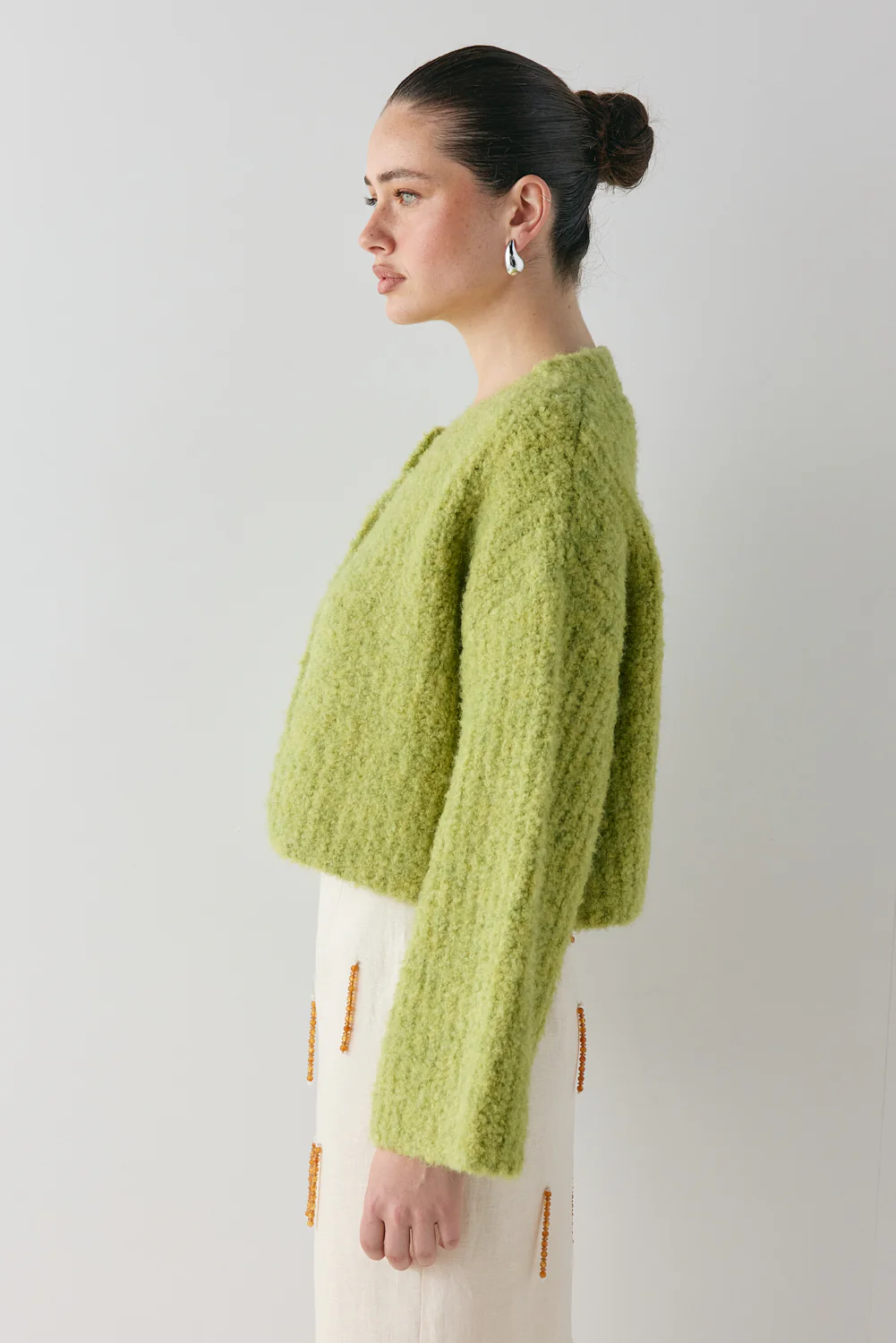 Lacy Knit Cardigan Lime - Image 3