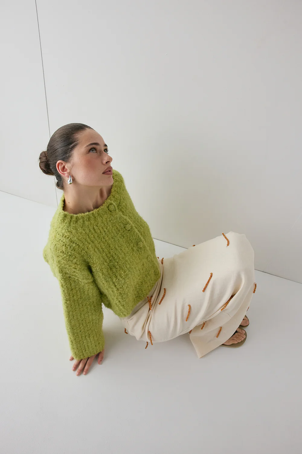 Lacy Knit Cardigan Lime - Image 5
