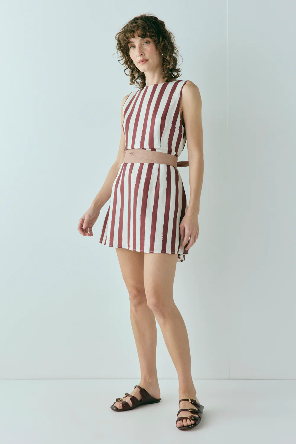 Lea Linen Mini Dress Wine - Image 6