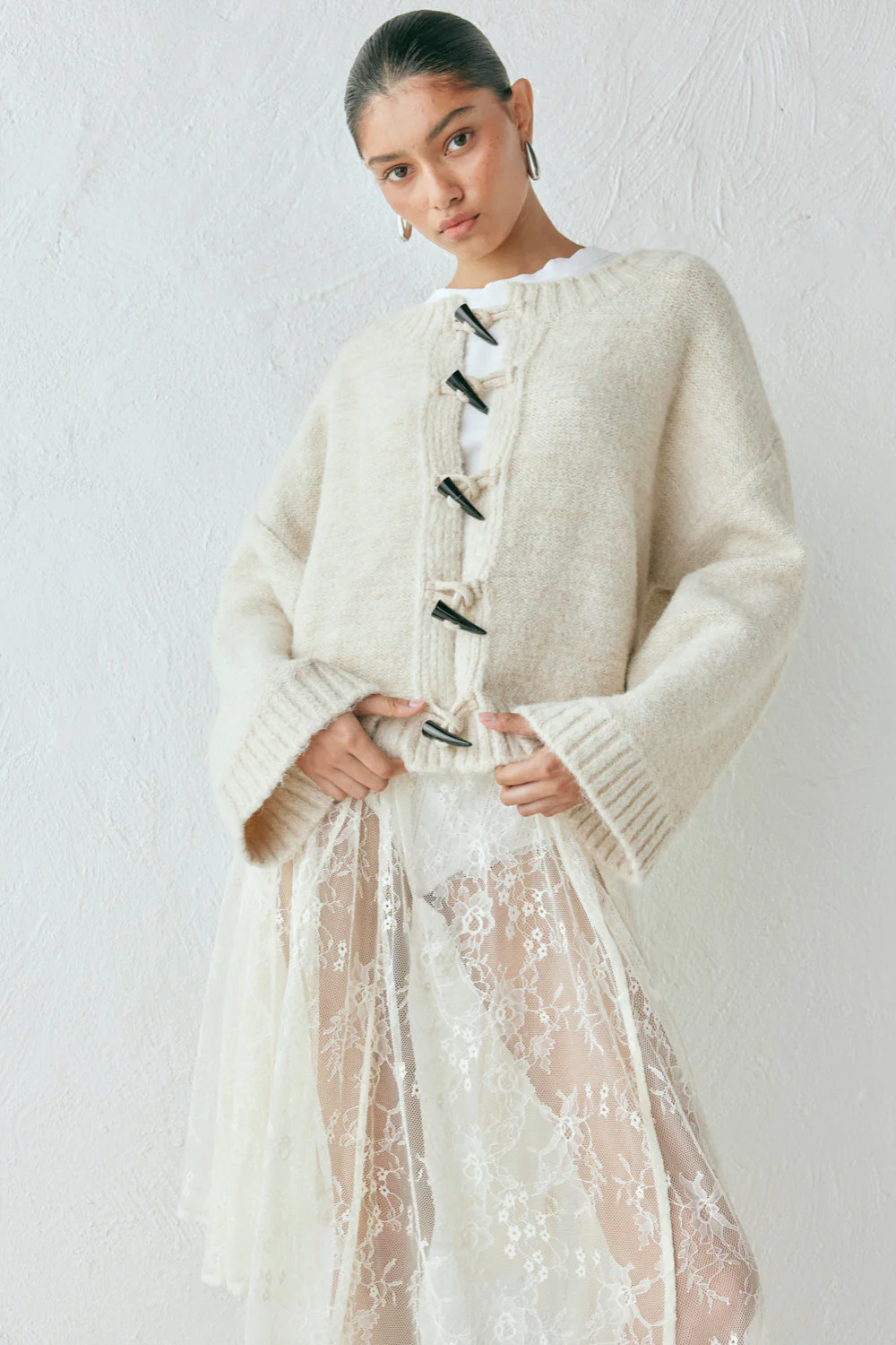 Leni Knit Cardigan Oat Marle - Image 2