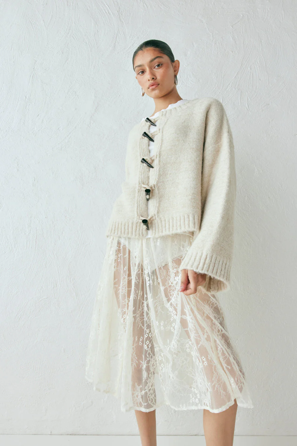 Leni Knit Cardigan Oat Marle - Image 5