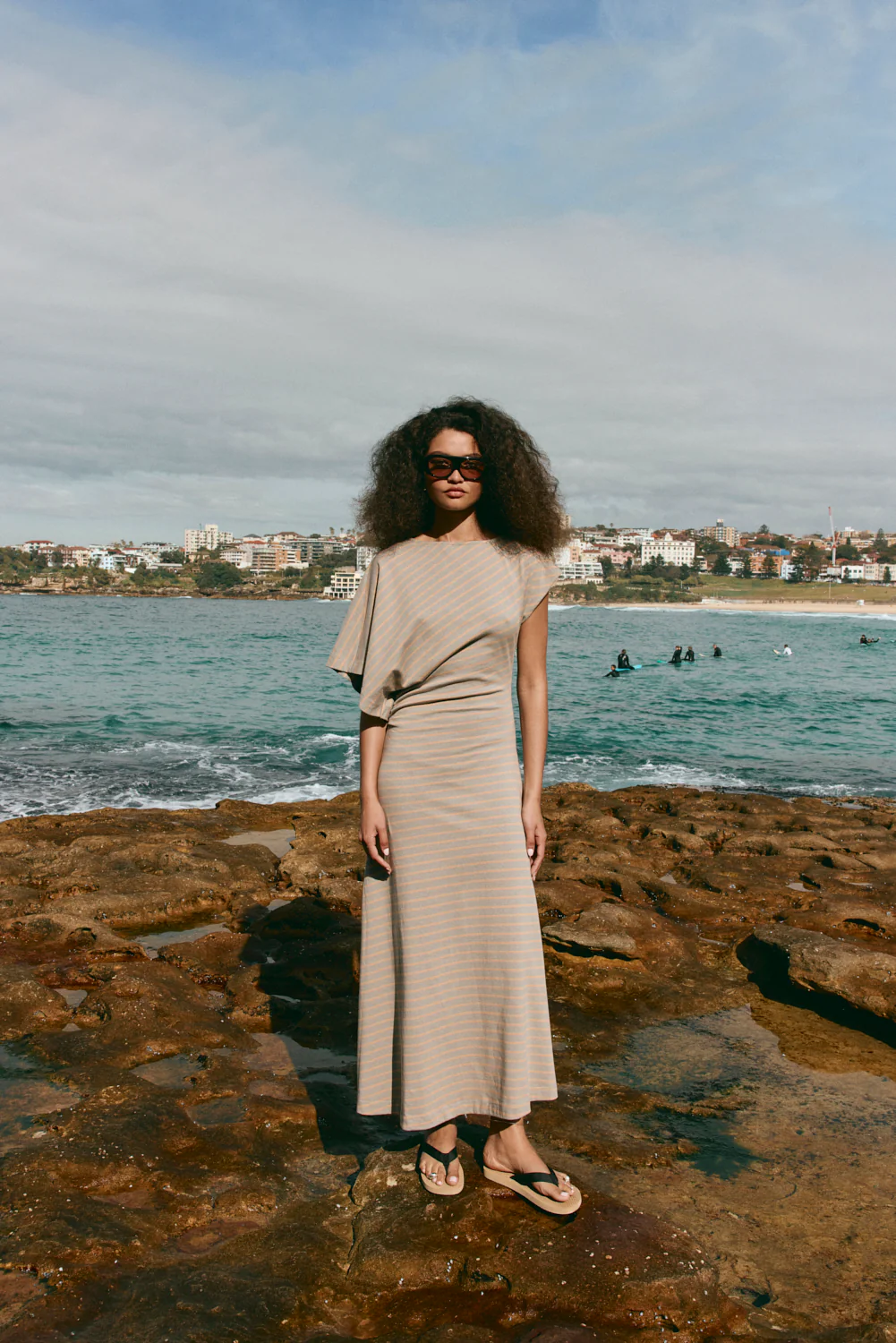 Liv Maxi Dress Apricot Stripe