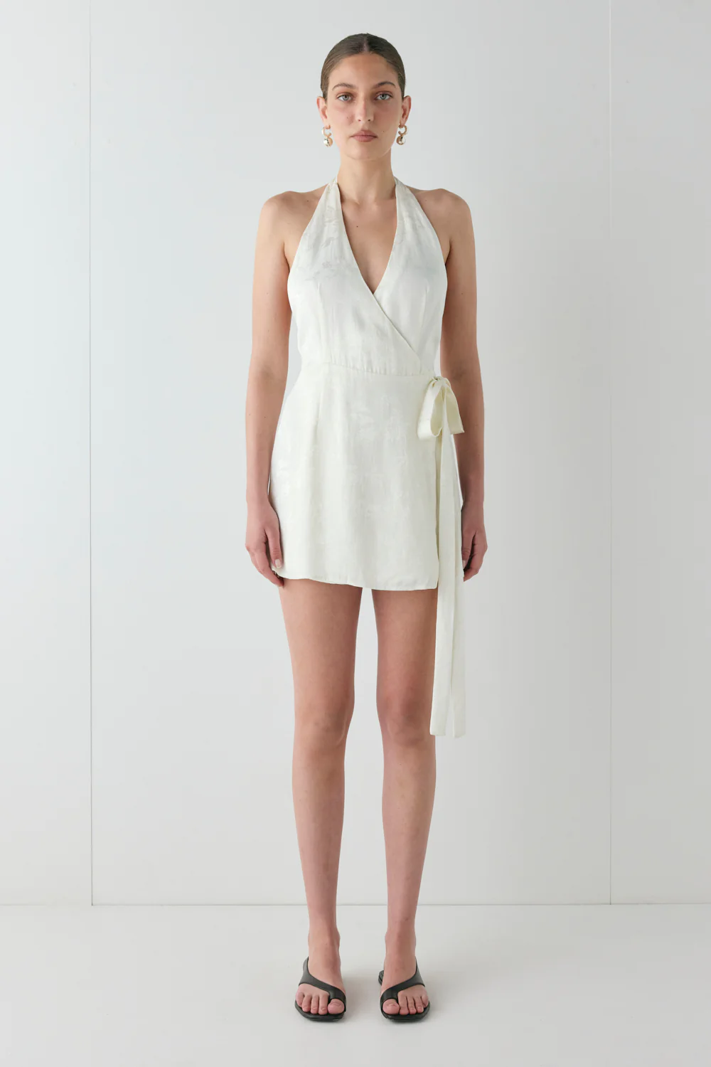 Lo Jacquard Mini Dress Cream - Image 6