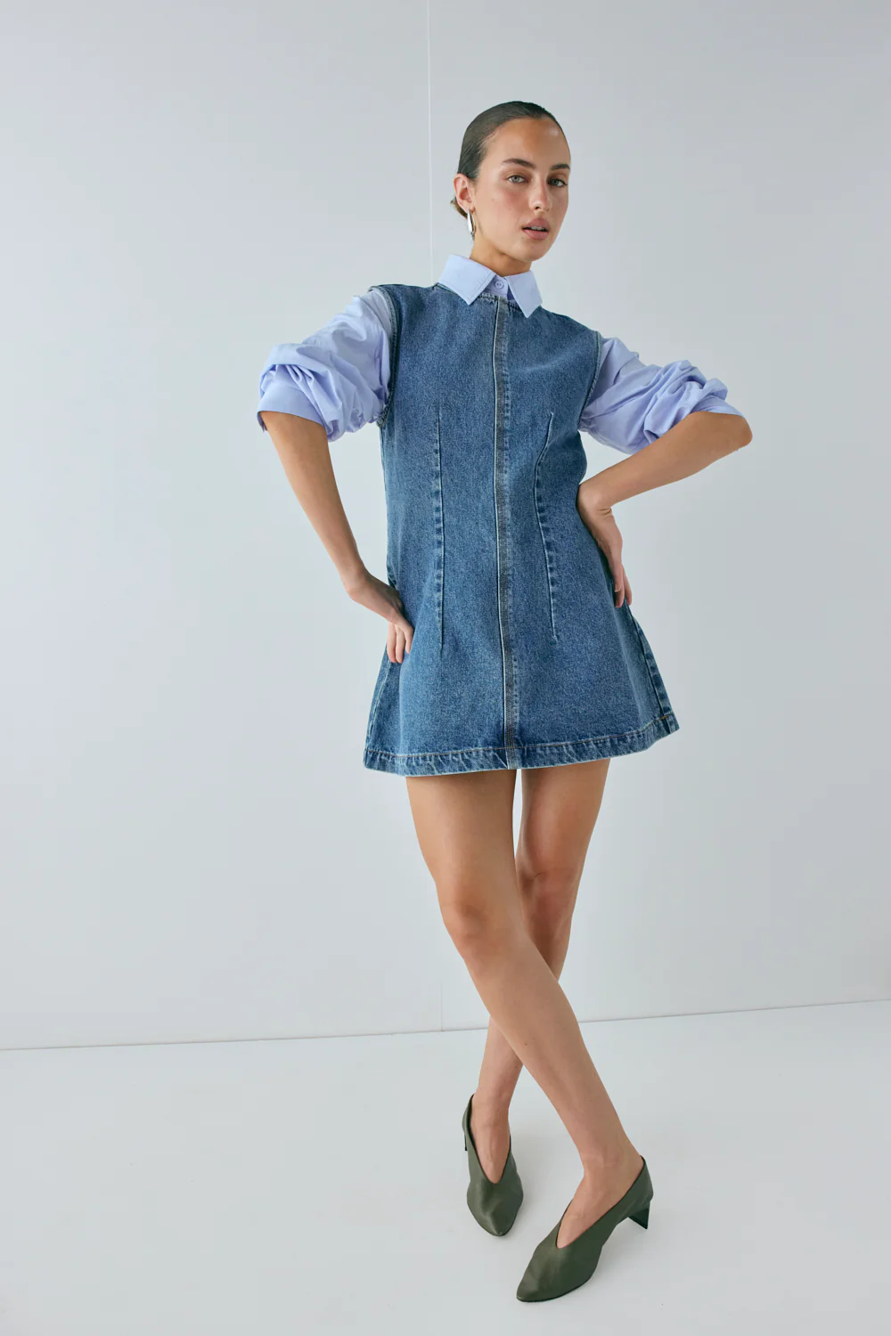 Lolita Denim Mini Dress Blue - Image 2