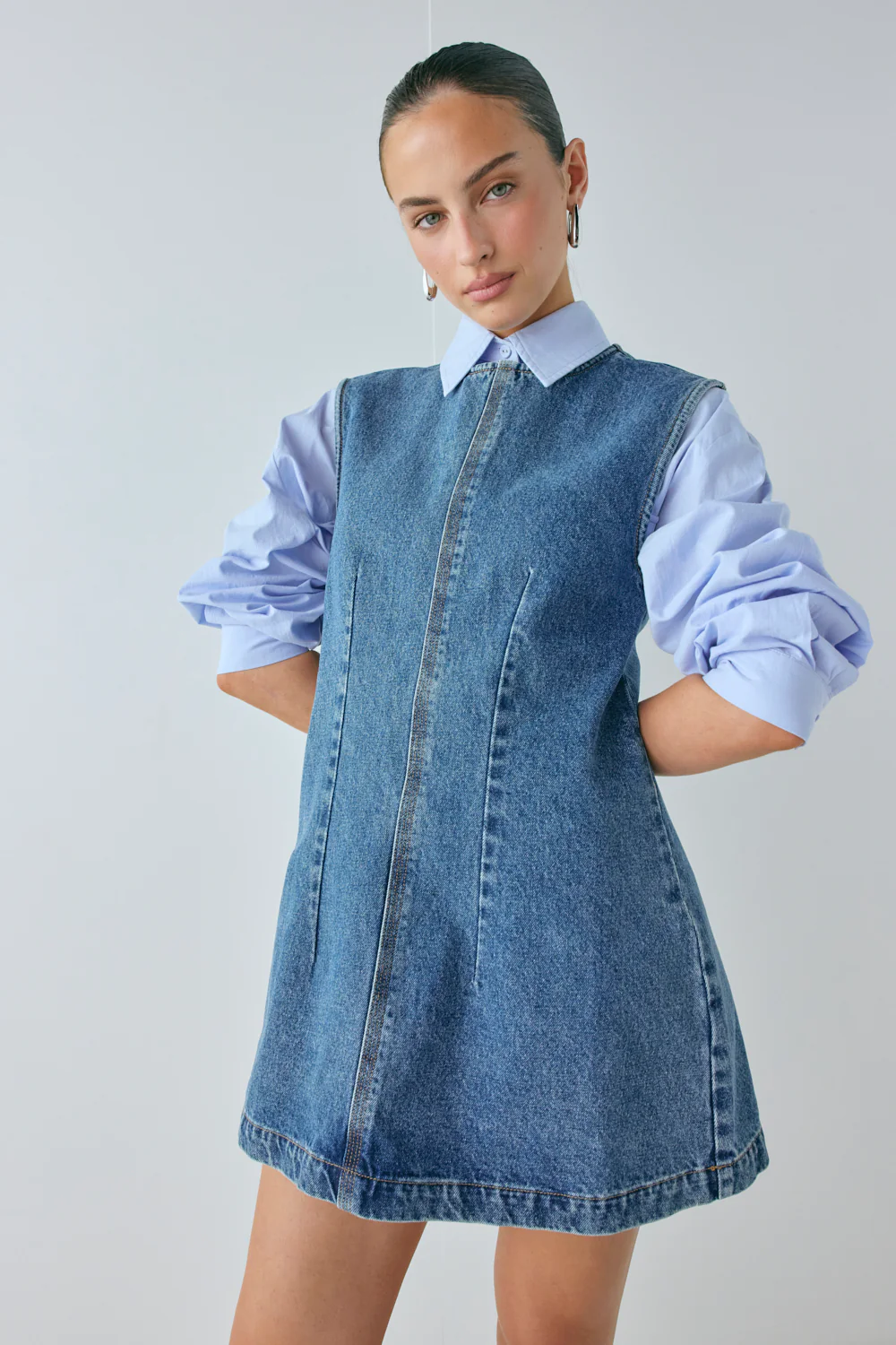 Lolita Denim Mini Dress Blue - Image 3